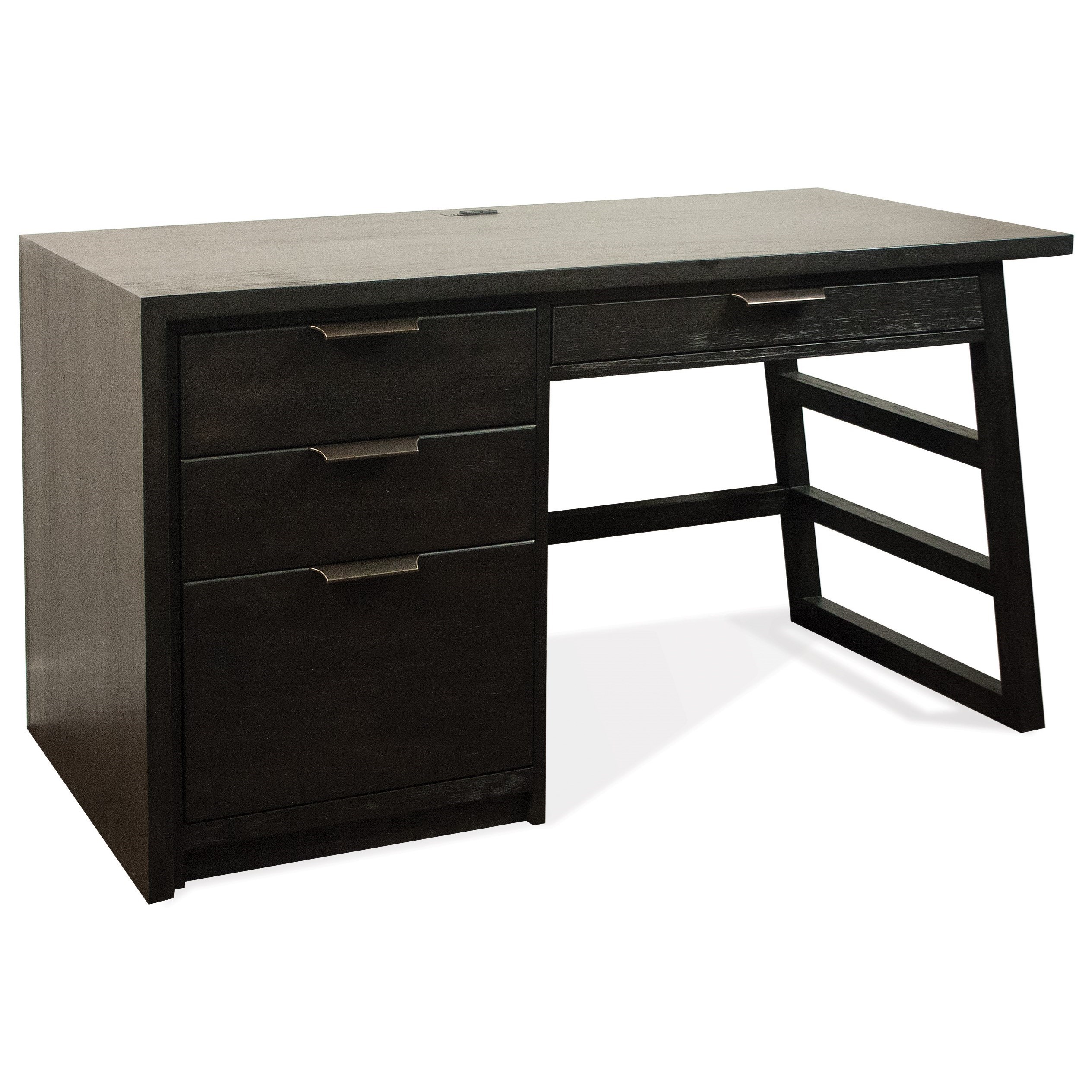 Riverside Furniture Perspectives Single Pedestal Desk with Outlet Bar