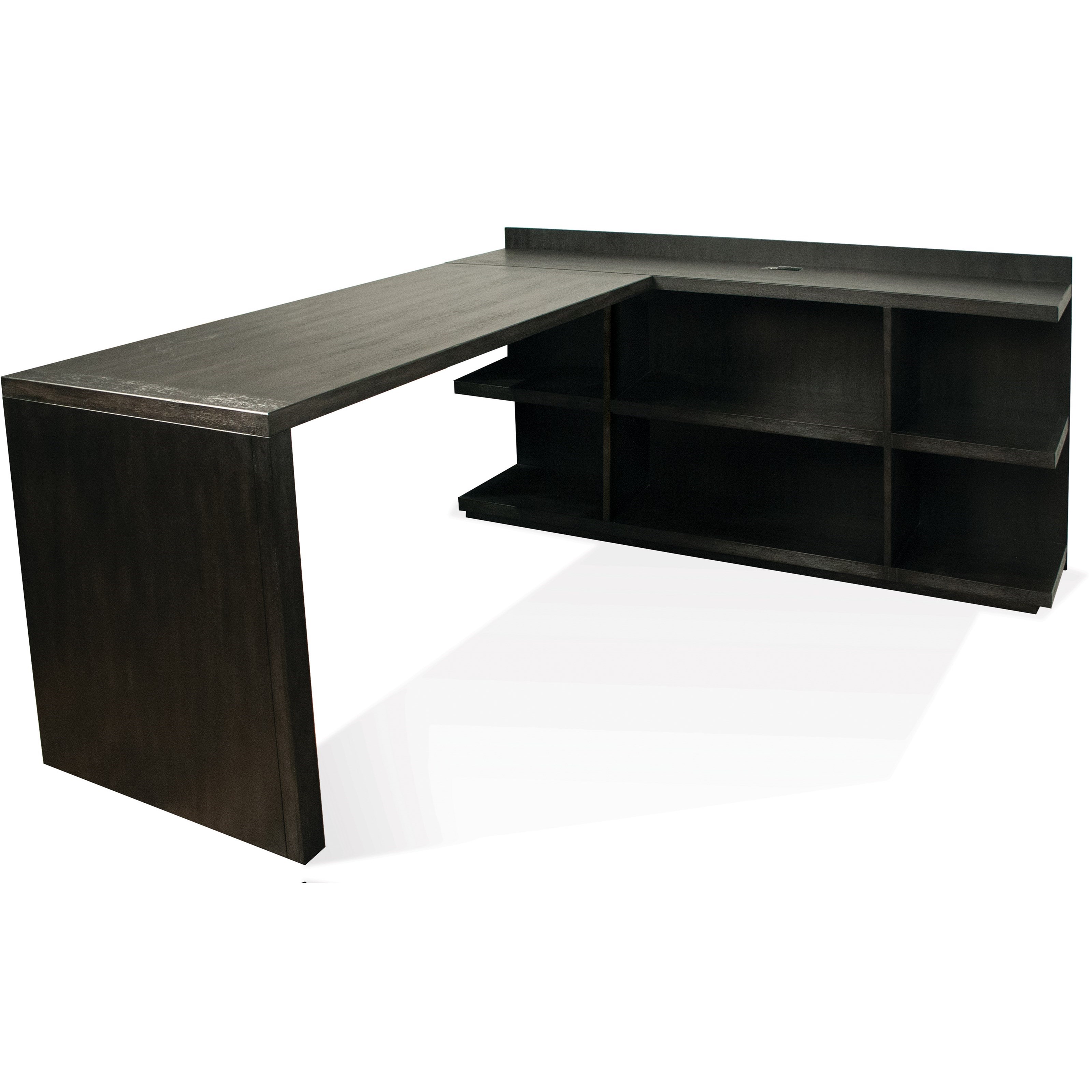 Riverside Furniture Perspectives L Shape Desk with Peninsula Bookcase and Return A1 Furniture