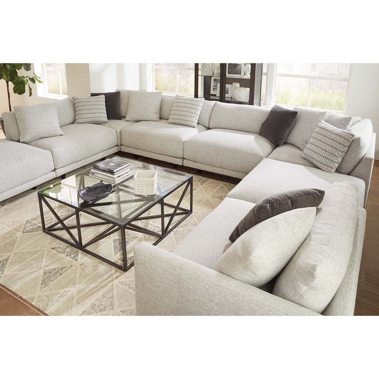 Robin Bruce Neval Contemporary 8Piece Modular Sectional with Ottoman