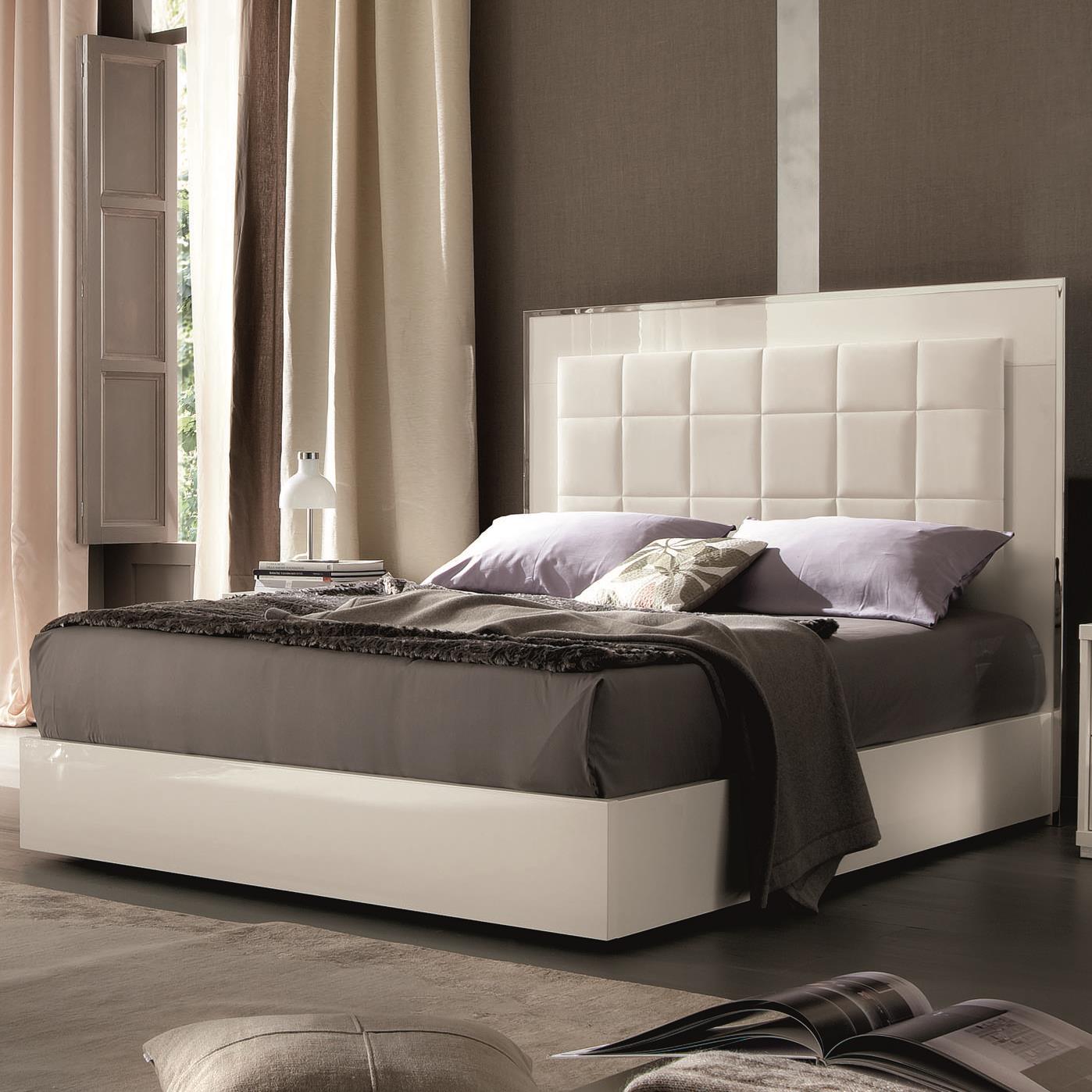 Alf Italia Imperia UR4157990 King Upholstered Bed with White Quilted