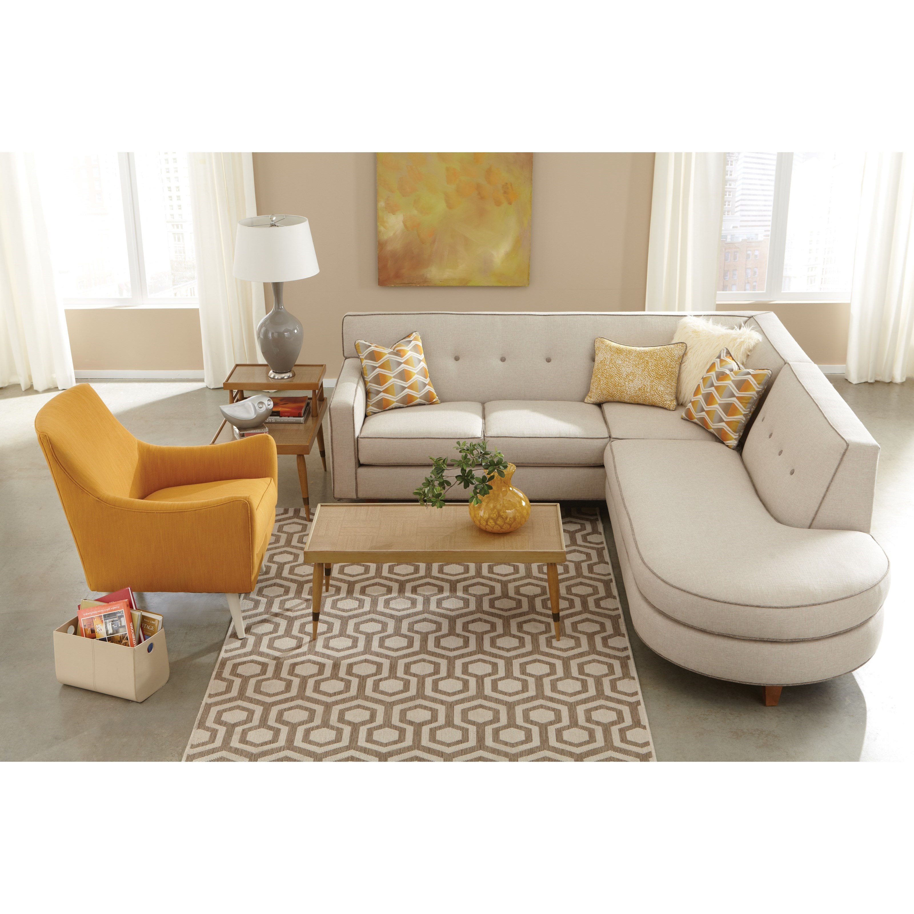 Rowe Dorset Contemporary 2 Piece Sectional Sofa with Tufted Back