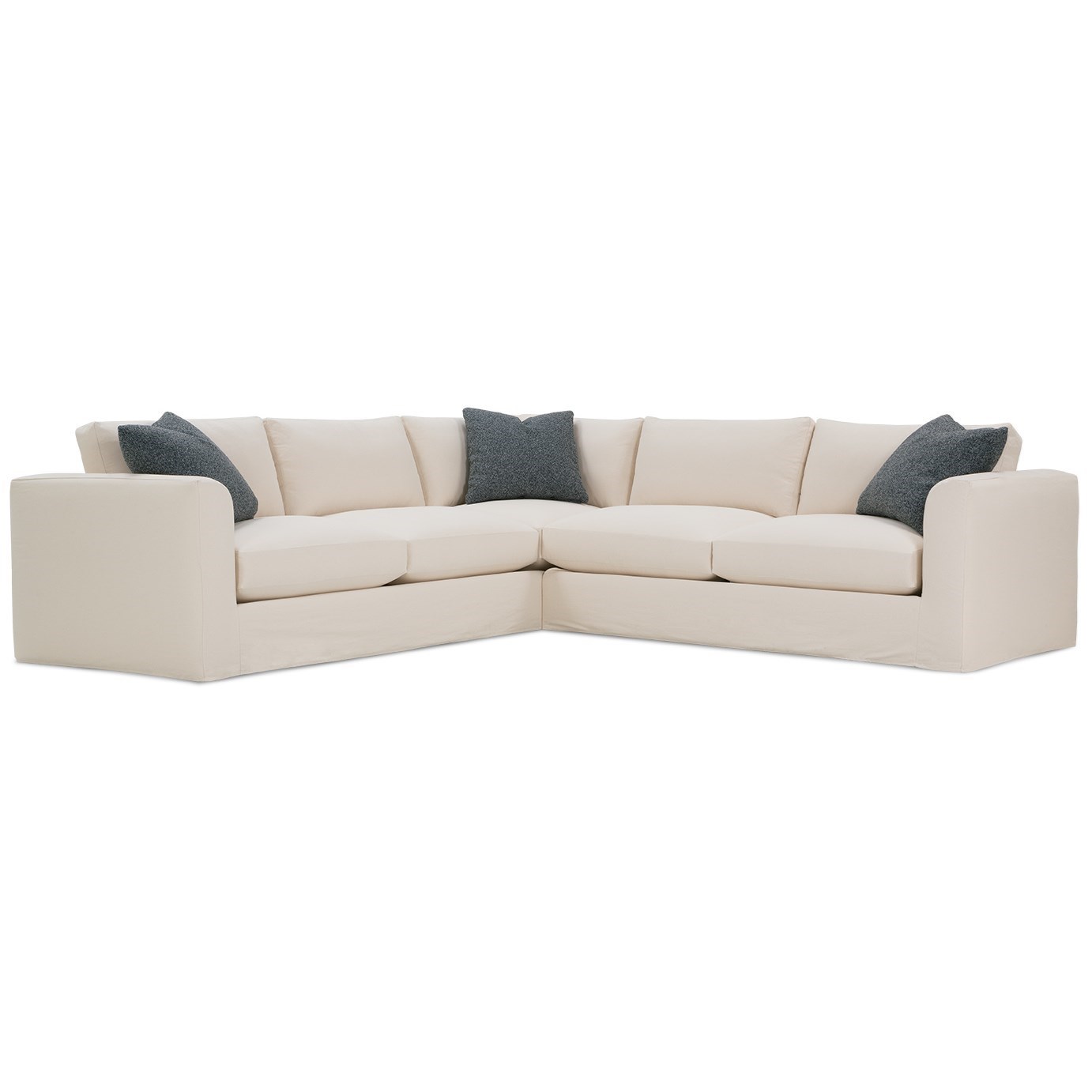 Rowe Derby Transitional Sectional Sofa with Tapered Arms and Slipcover