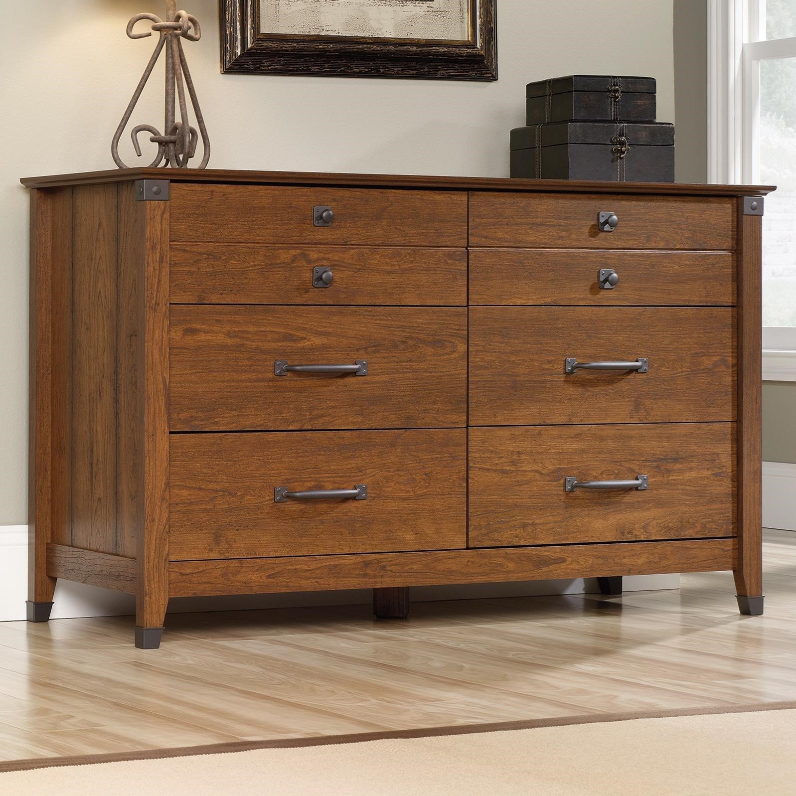Sauder Carson 415520 Rustic Style Dresser with Wrought Iron Style Accents Becker