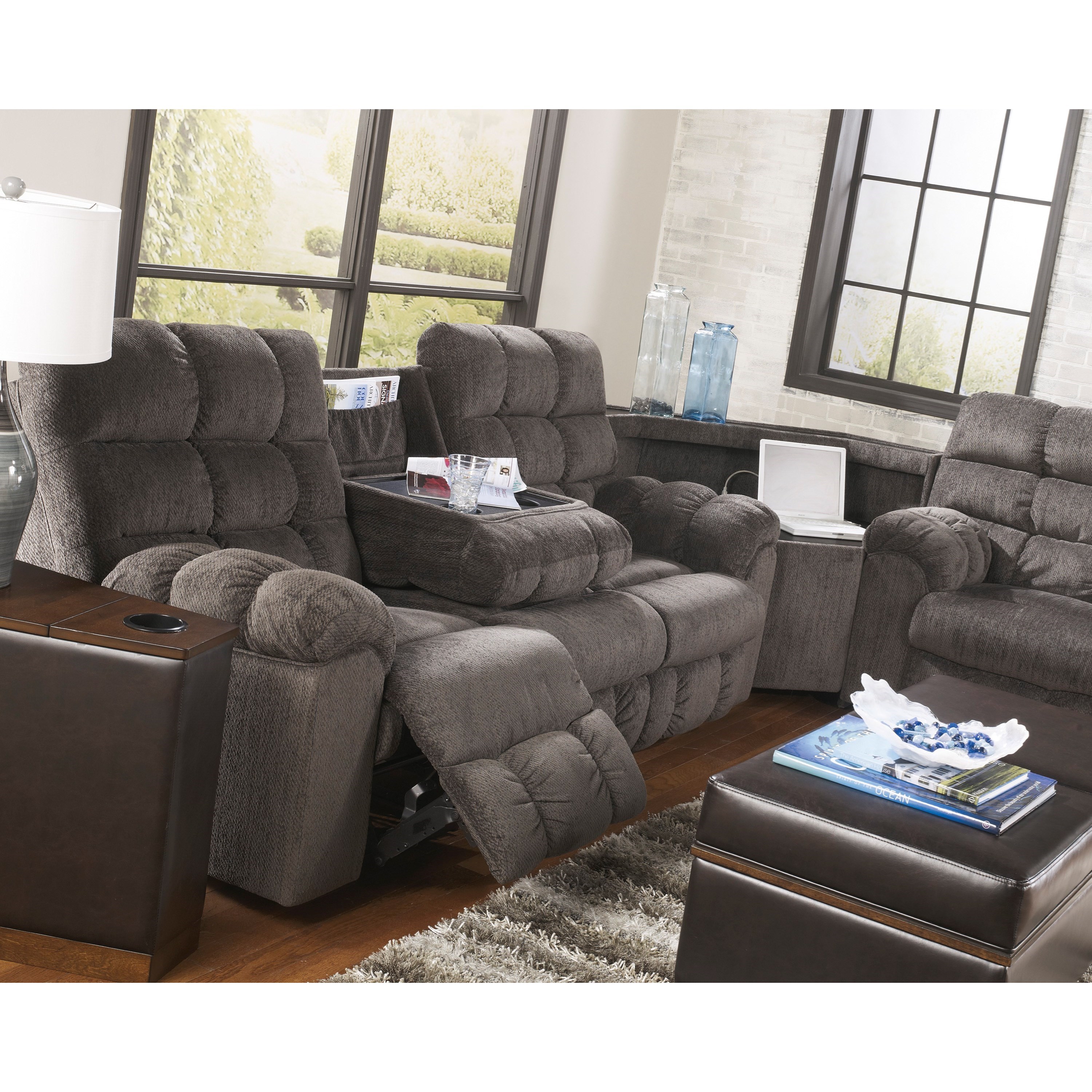 Signature Design by Ashley Acieona Slate Reclining Sectional Sofa