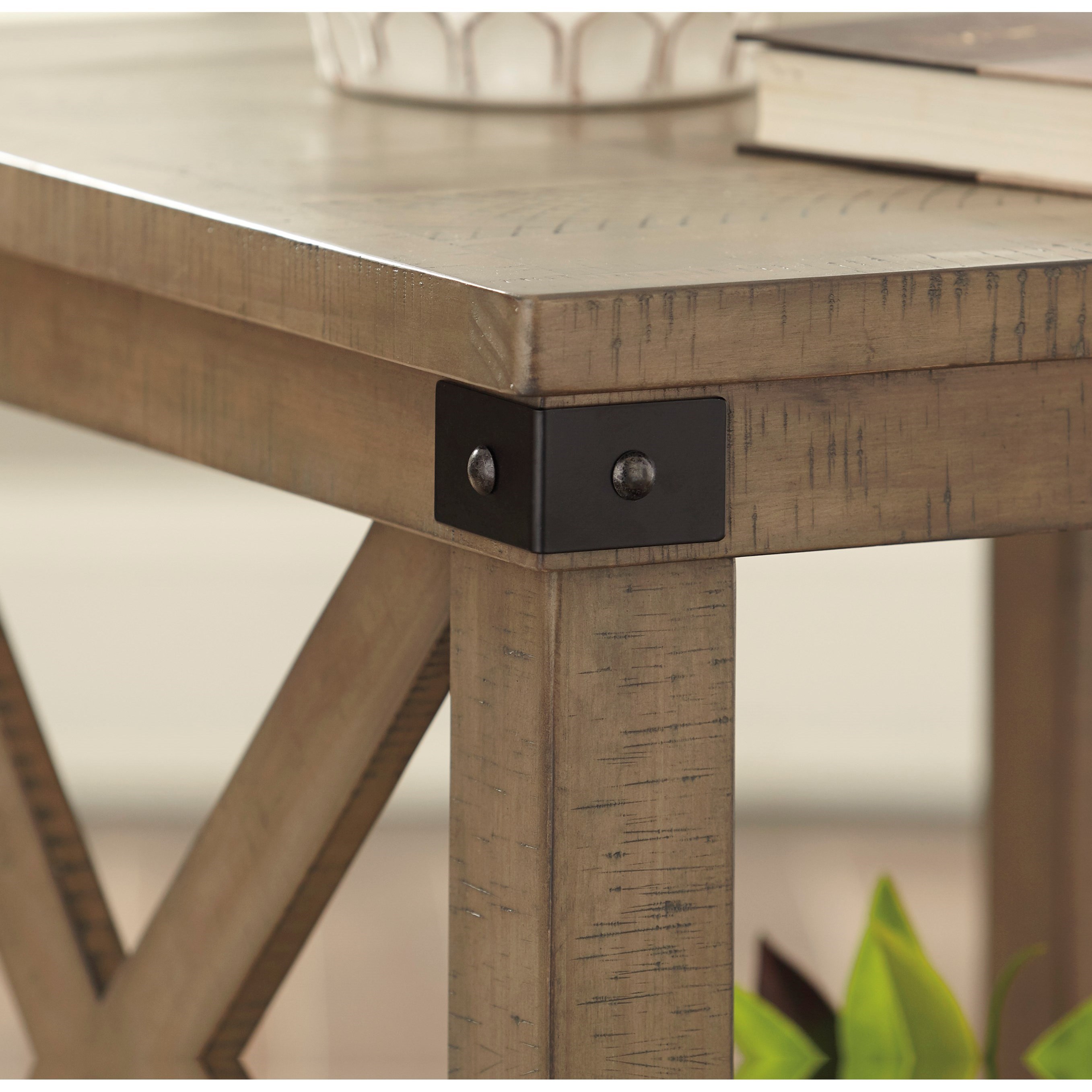 Signature Design by Ashley Aldwin Farmhouse Rectangular End Table with Metal Accents Royal
