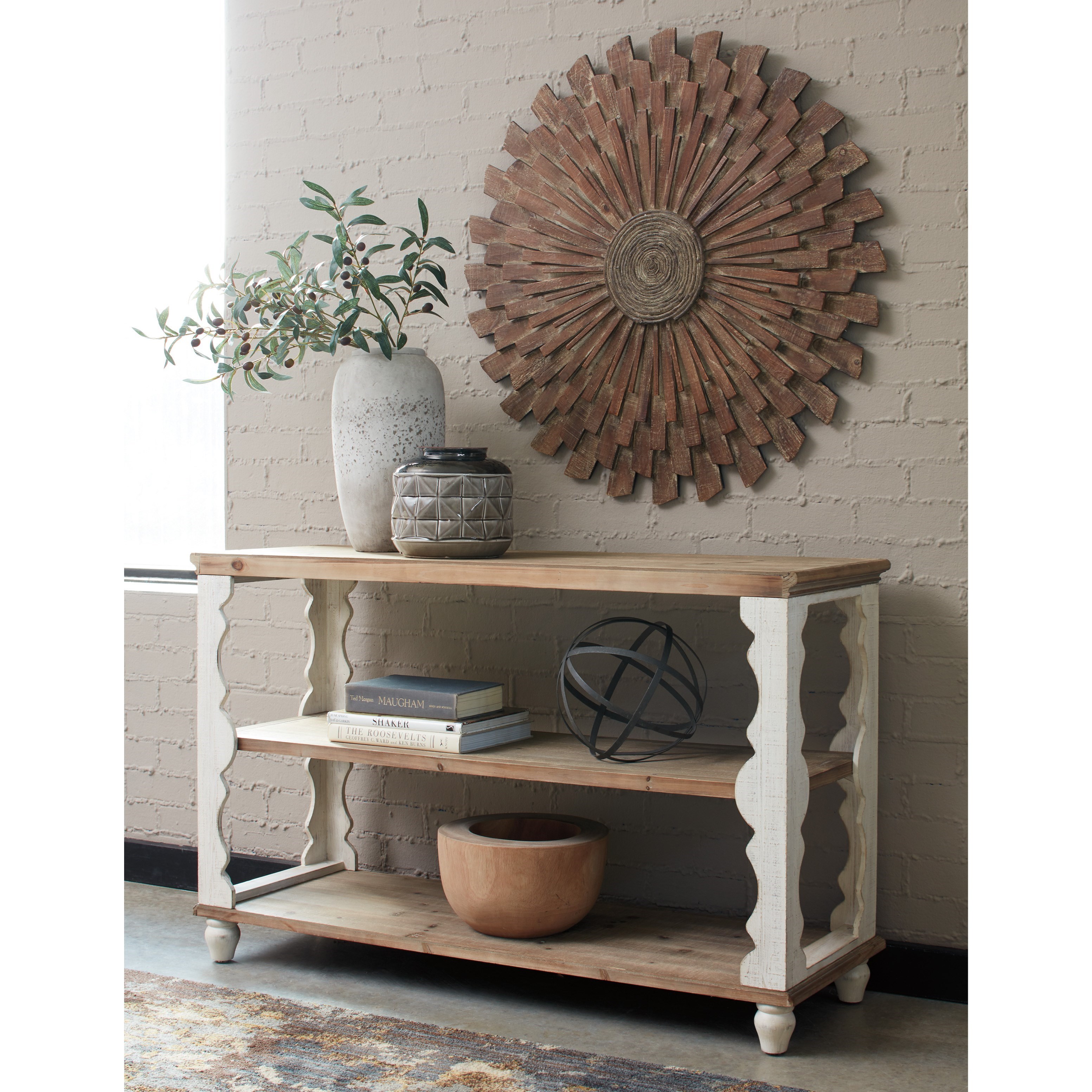 Signature Design by Ashley Alwyndale Solid Wood TwoTone Finish Console