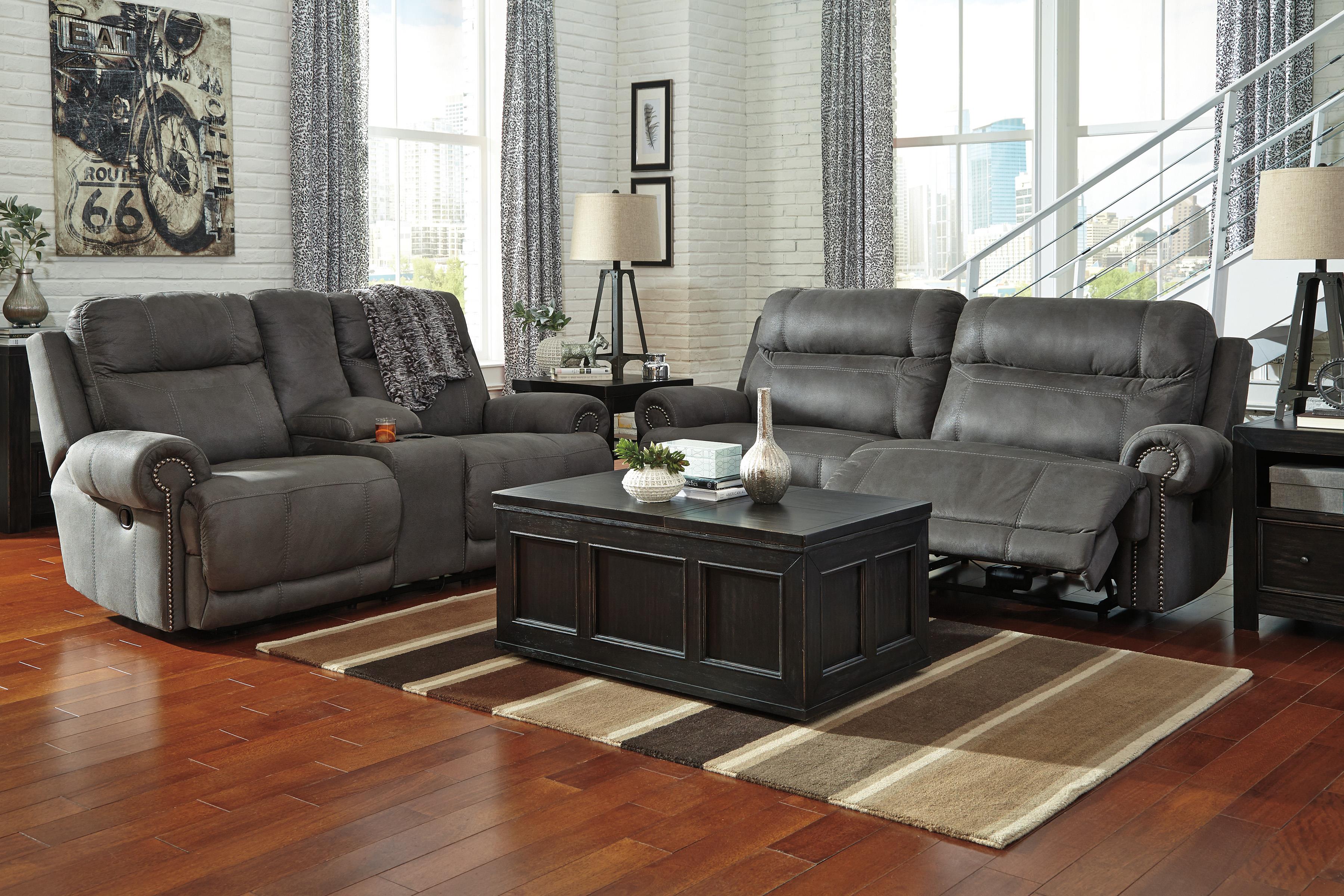 Signature Design by Ashley Austere Gray 2 Seat Reclining Sofa with