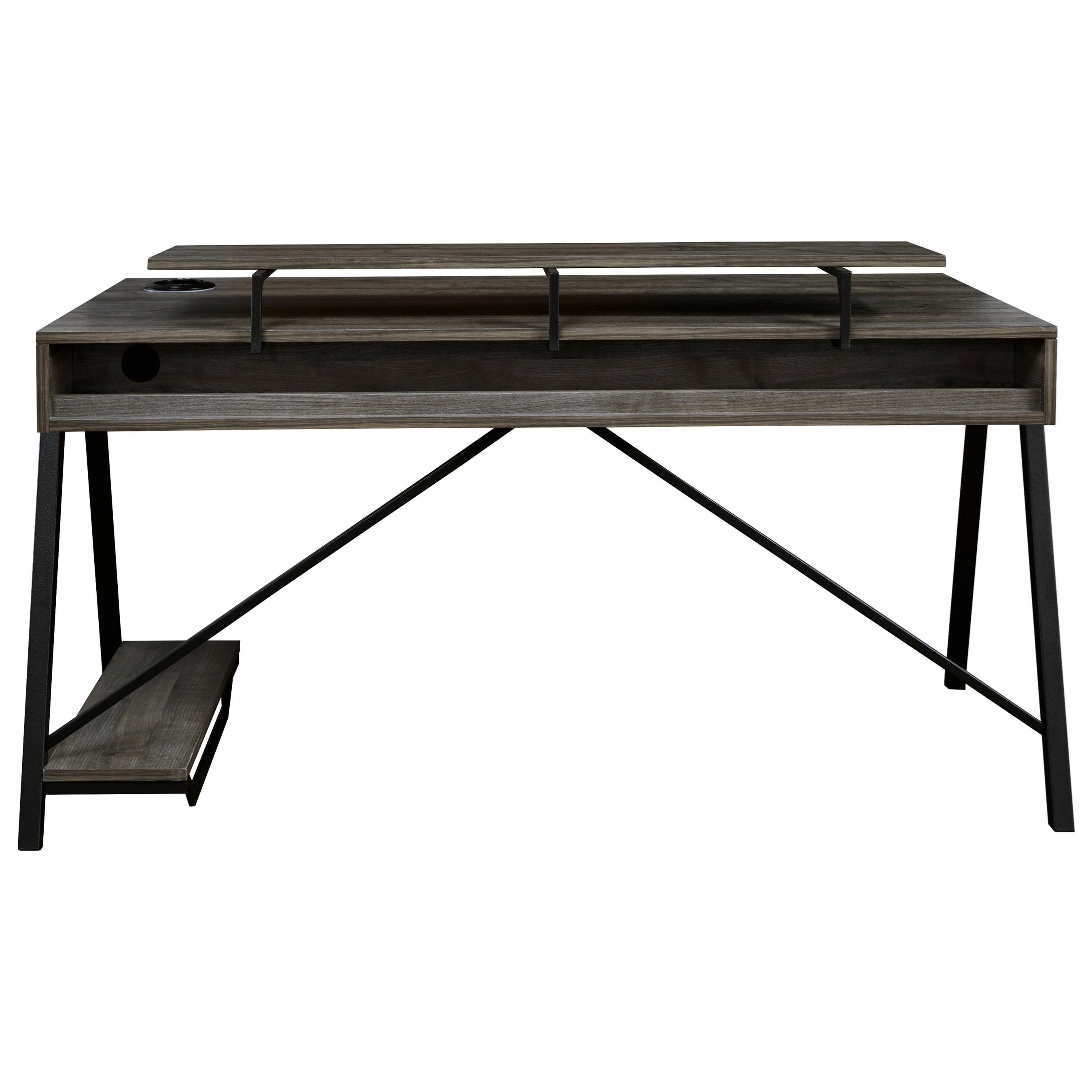 Ashley Furniture Signature Design Barolli H70028 Gaming Desk with Open Cubbies, Monitor Stand