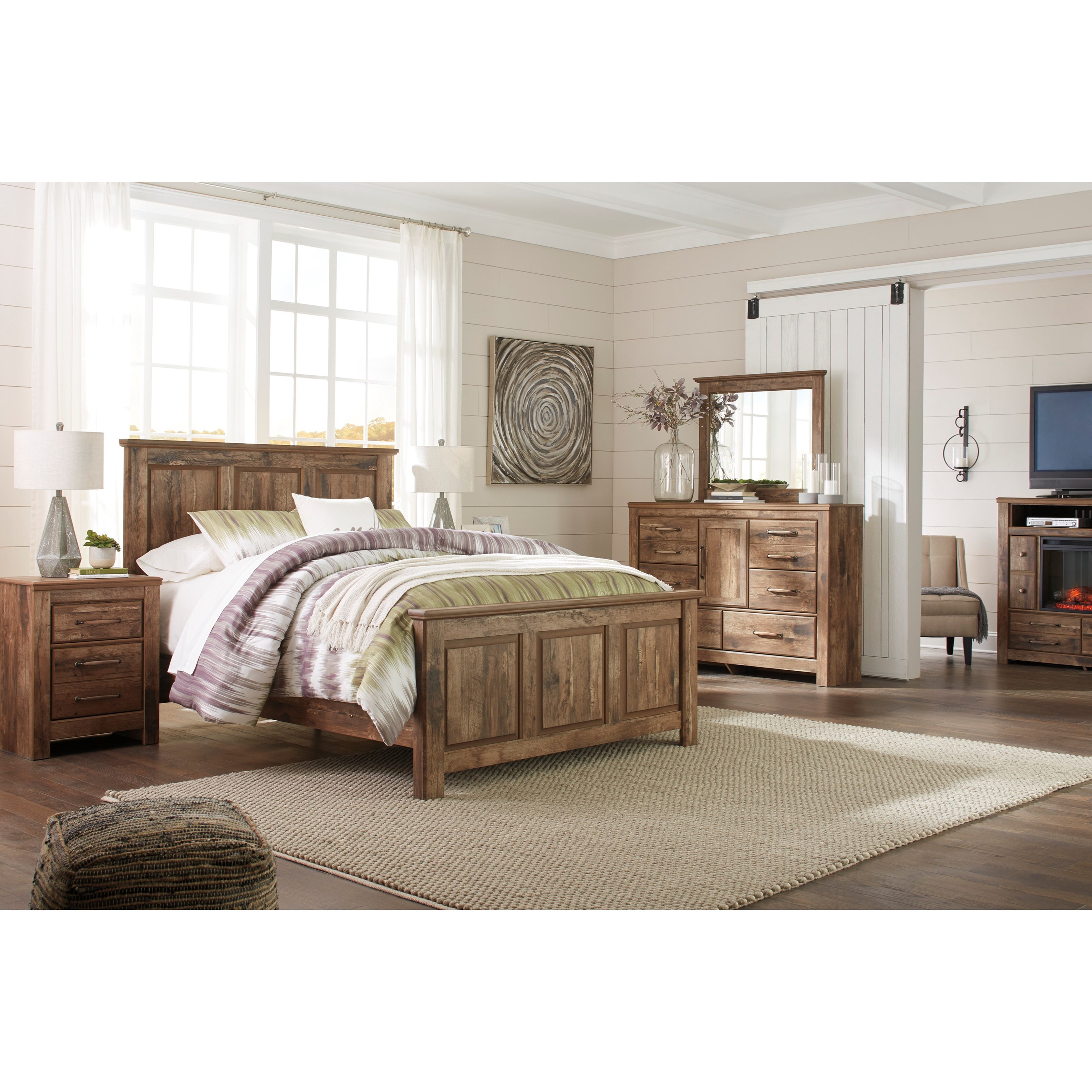 Ashley Signature Design Blaneville Rustic Style Queen Panel Bed | Dunk