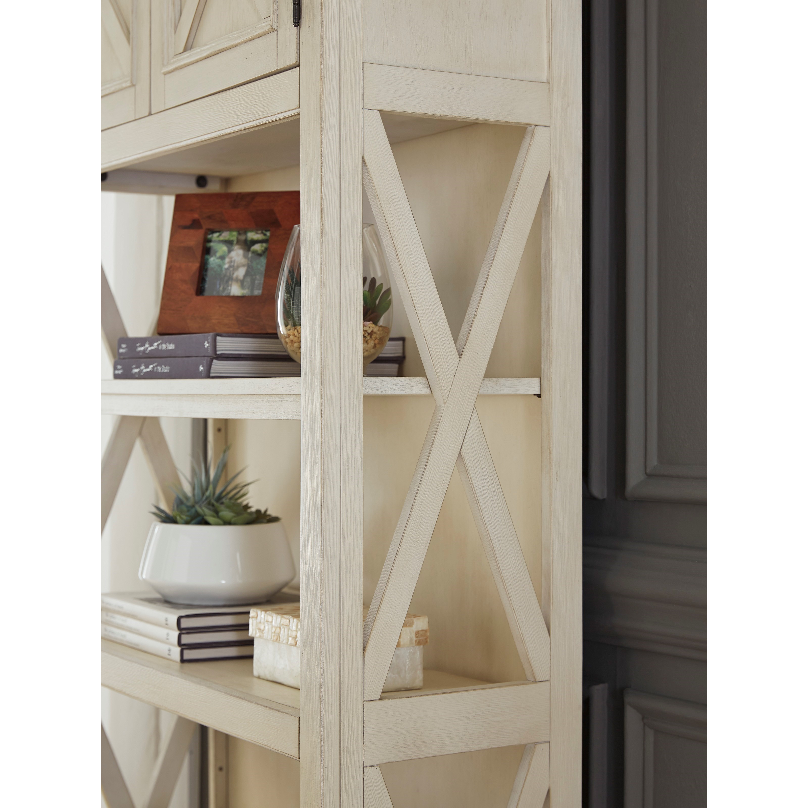 Signature Design by Ashley Bolanburg Large Open Bookcase with 2 Doors