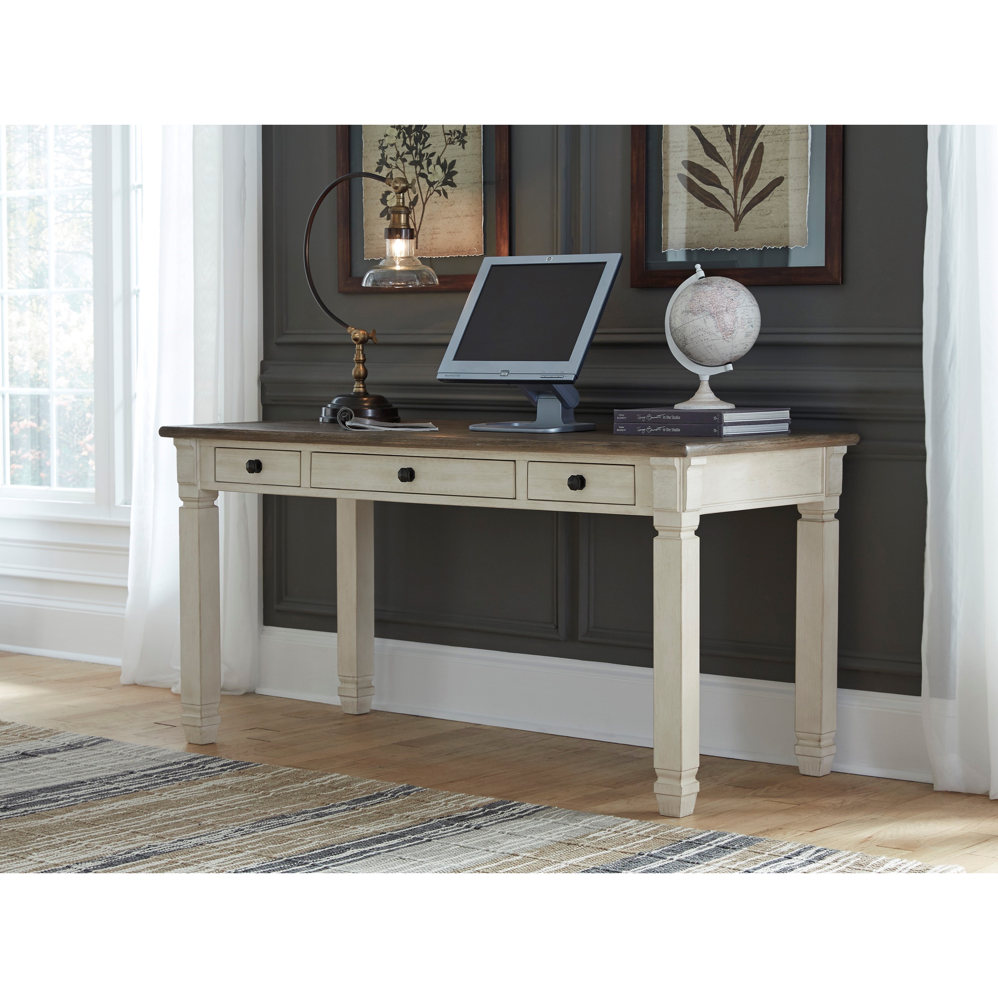 Signature Design by Ashley Bolanburg TwoTone Home Office Desk with 3 Drawers AHFA Table