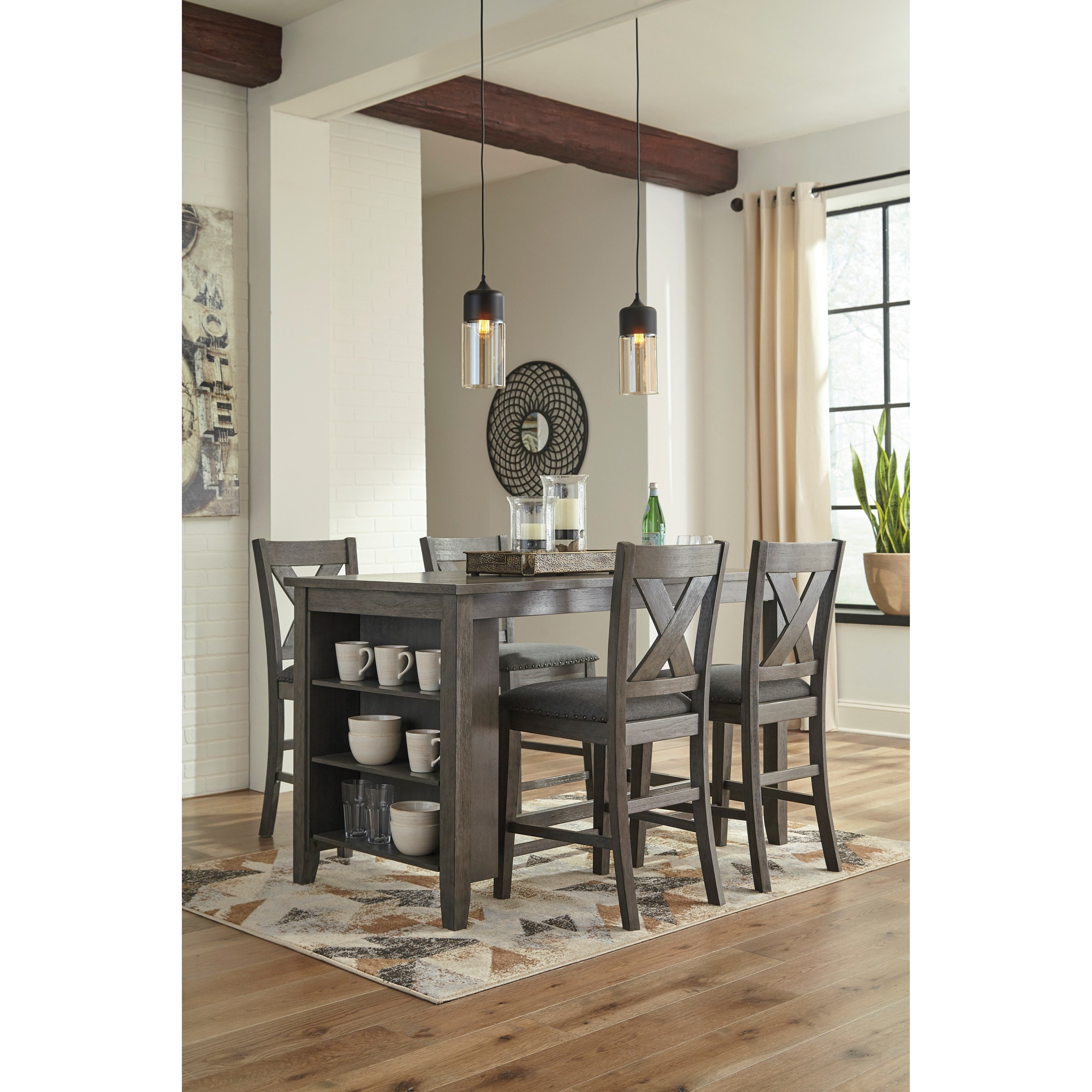 Ashley Signature Design Caitbrook Relaxed Vintage Five Piece Kitchen Island & Chair Set Dunk