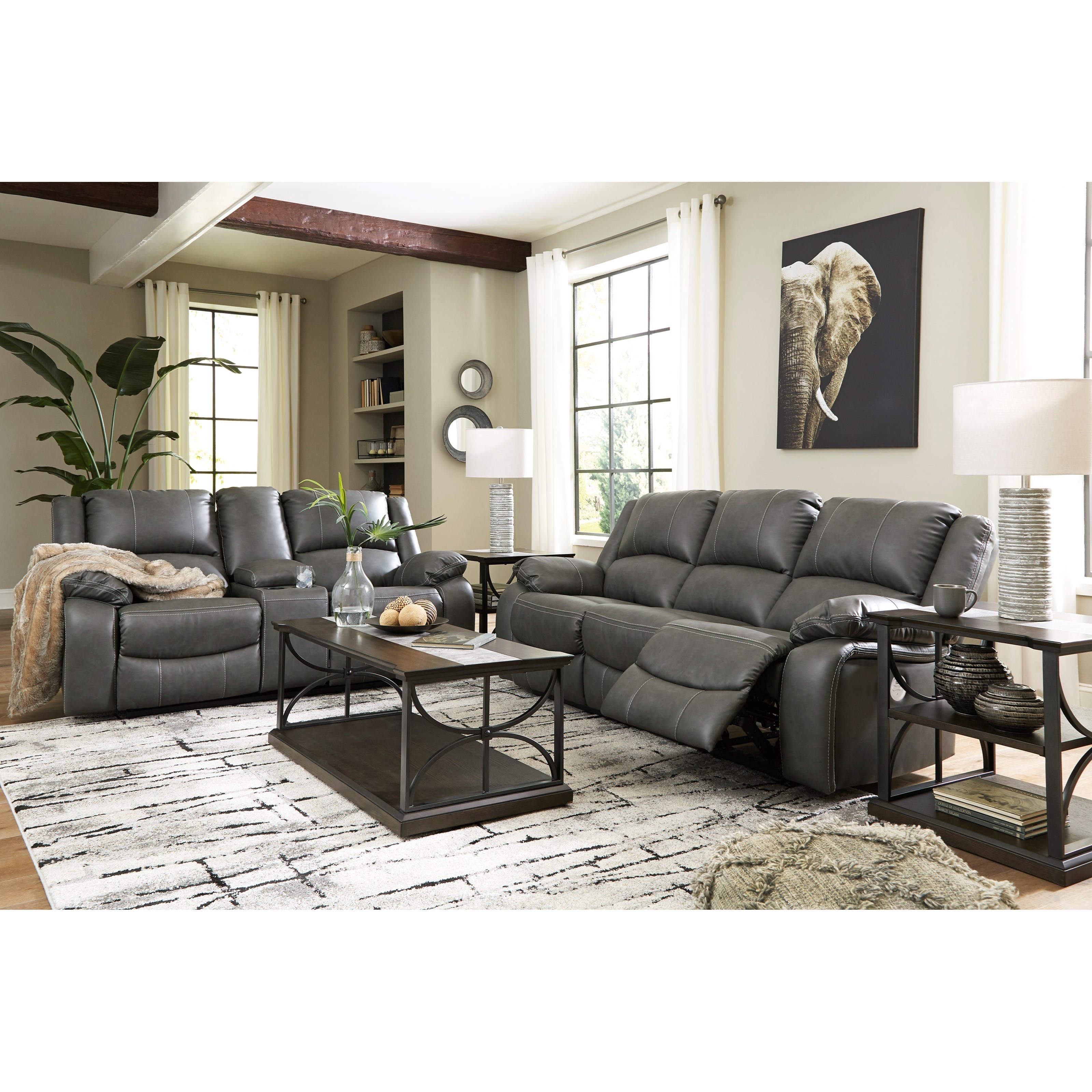 Signature Design by Ashley Calderwell Faux Leather Double Reclining