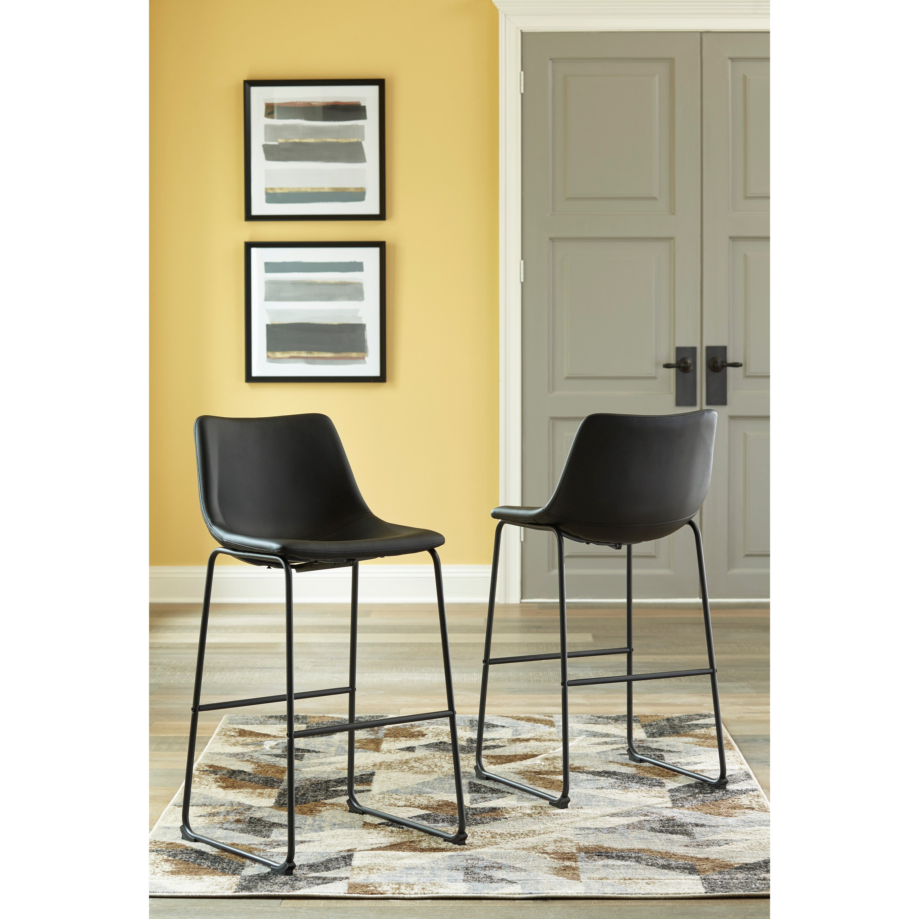 Signature Design by Ashley Centiar Contemporary Black Faux Leather Tall