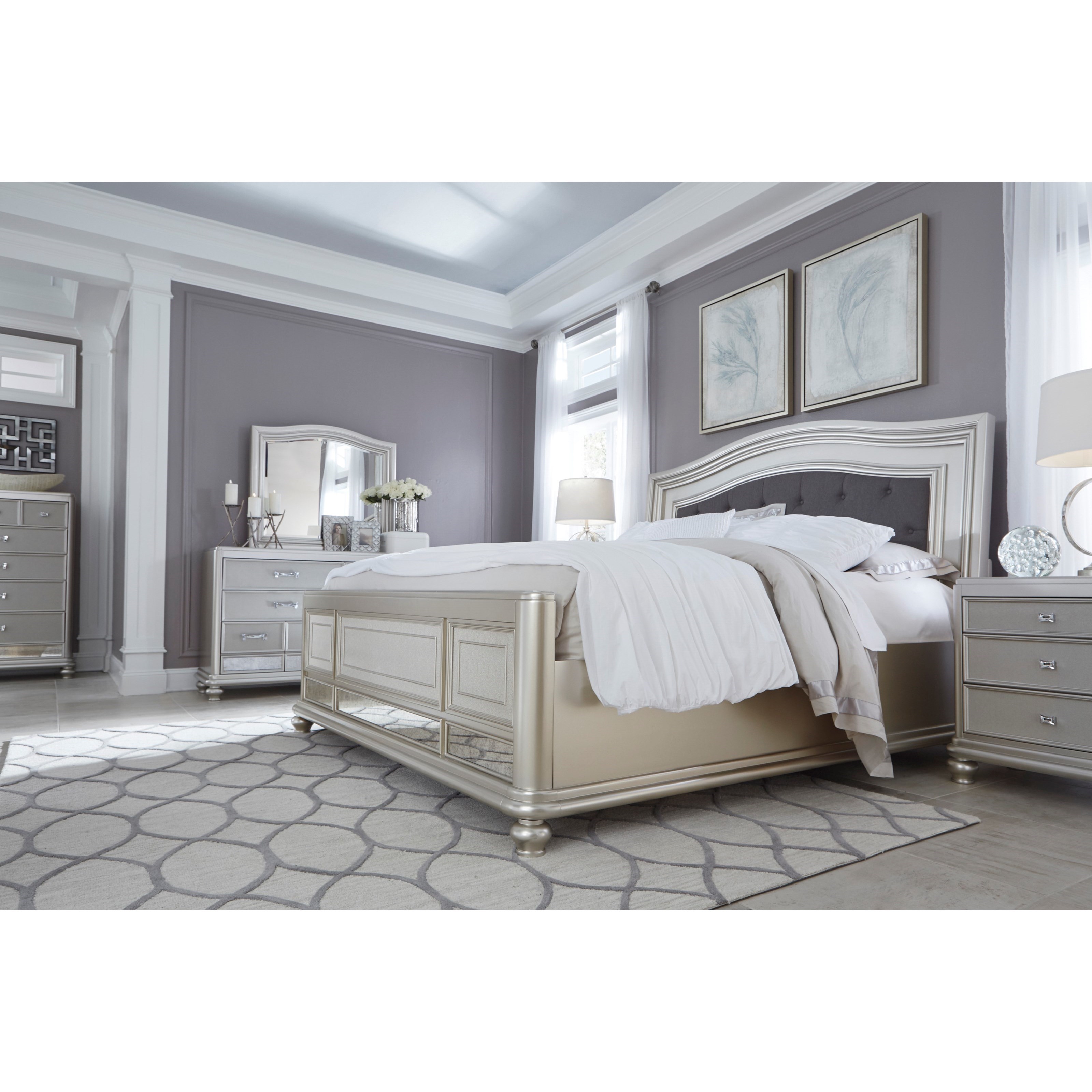 Ashley Signature Design Coralayne King Panel Bed with Arched