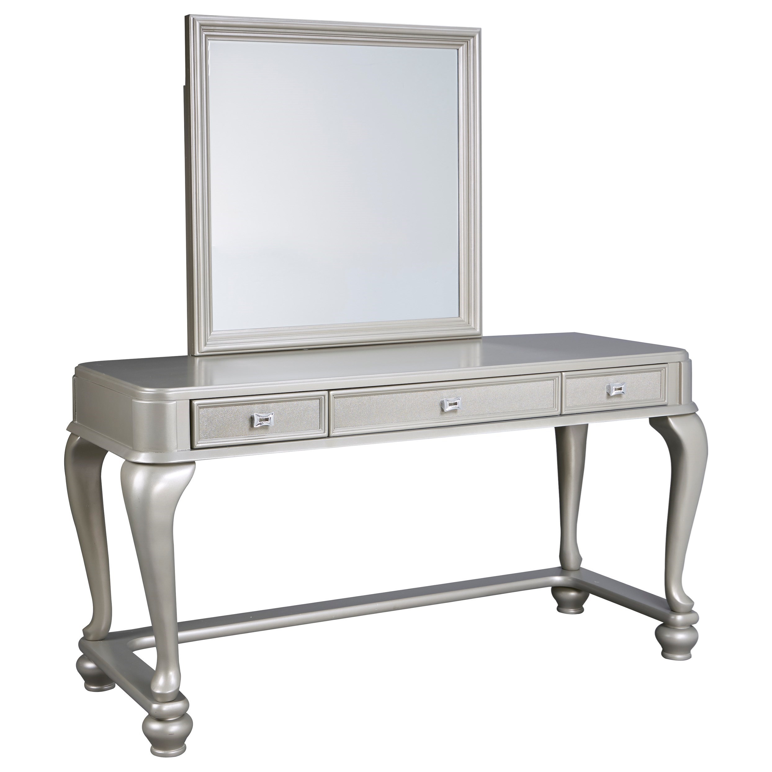 Signature Design by Ashley Coralayne Vanity & Mirror in Silver Paint