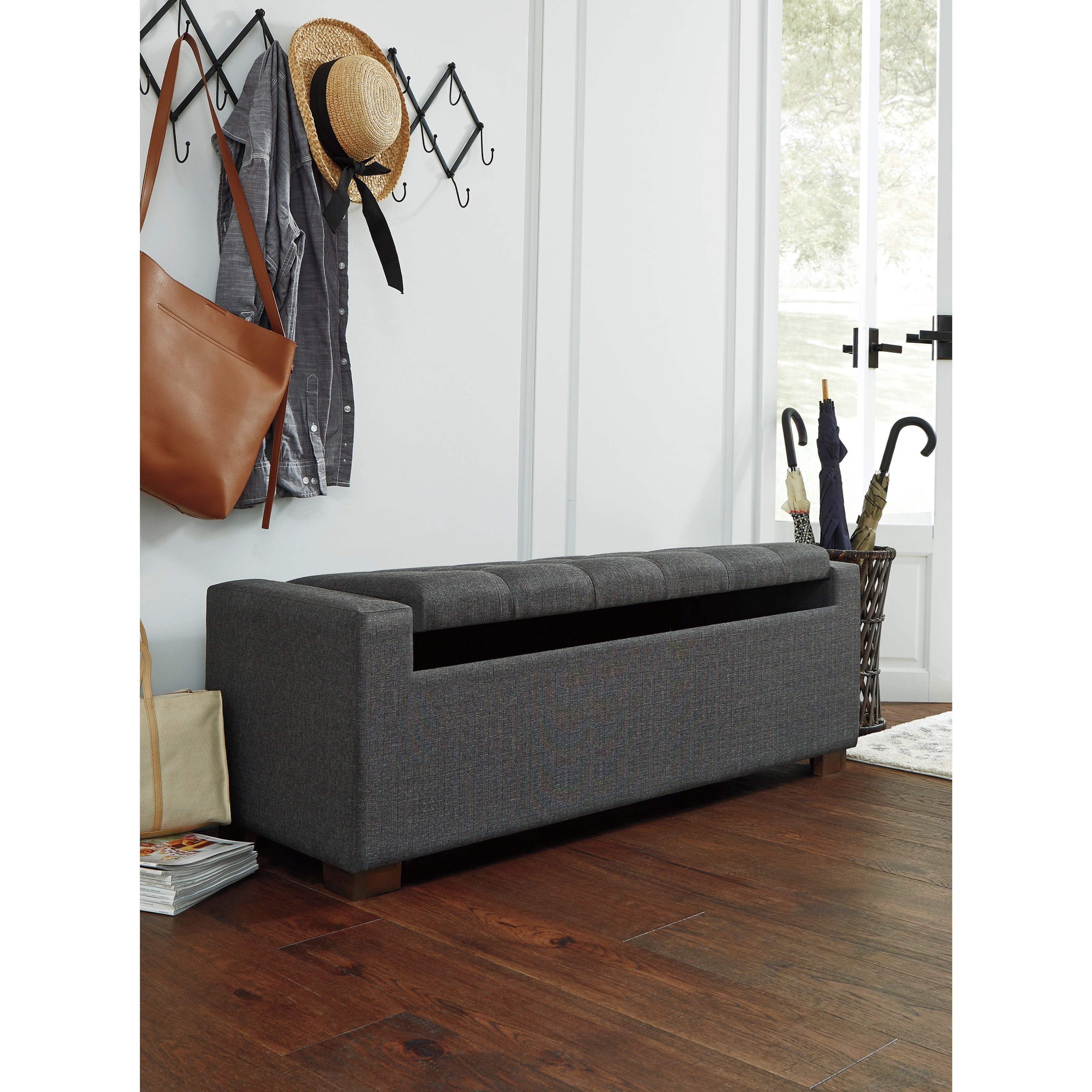 Signature Design by Ashley Cortwell Gray Fabric Upholstered Storage