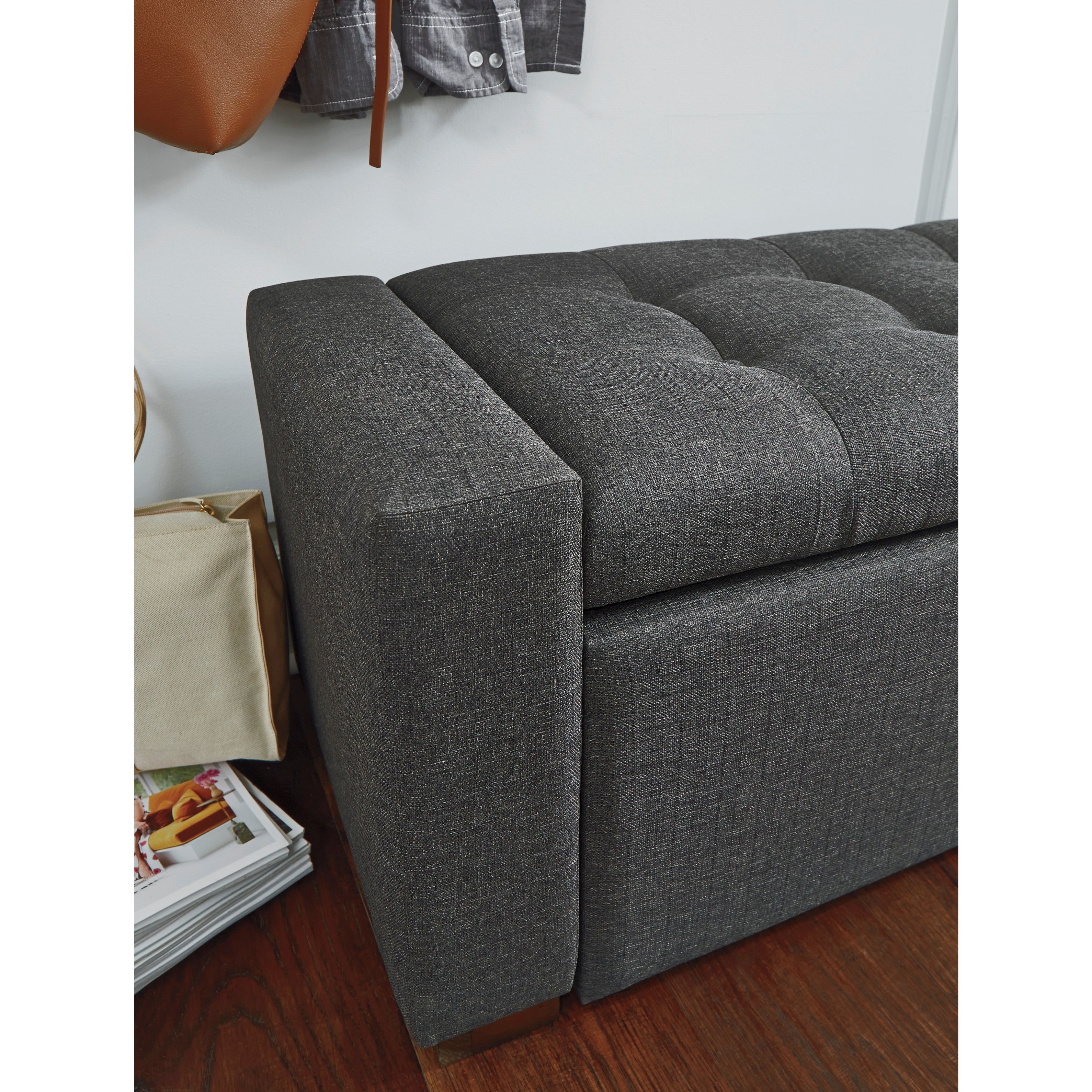 Signature Design by Ashley Cortwell Gray Fabric Upholstered Storage