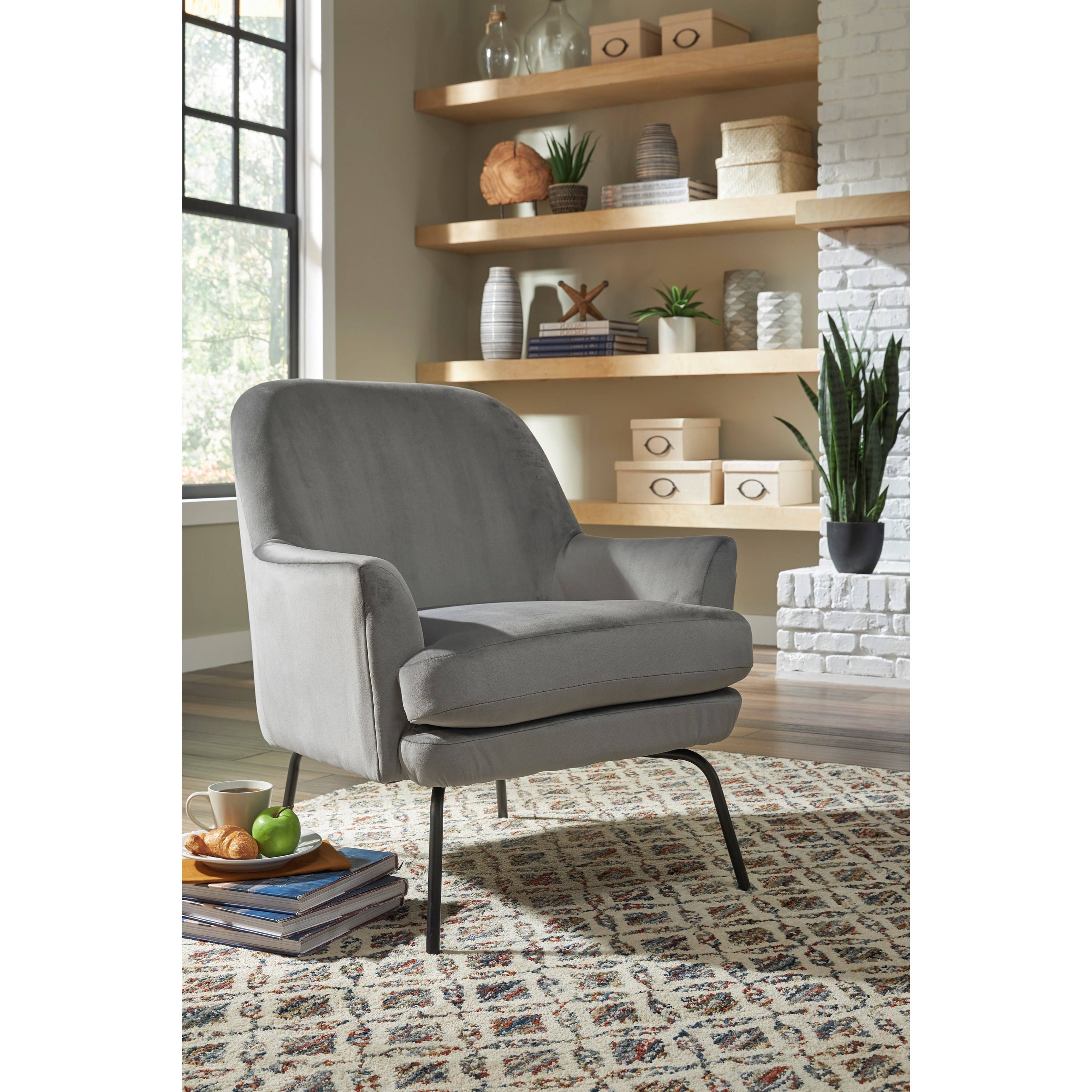 Dericka Modern Accent Chair with Black Finish Metal Legs | Sadler's