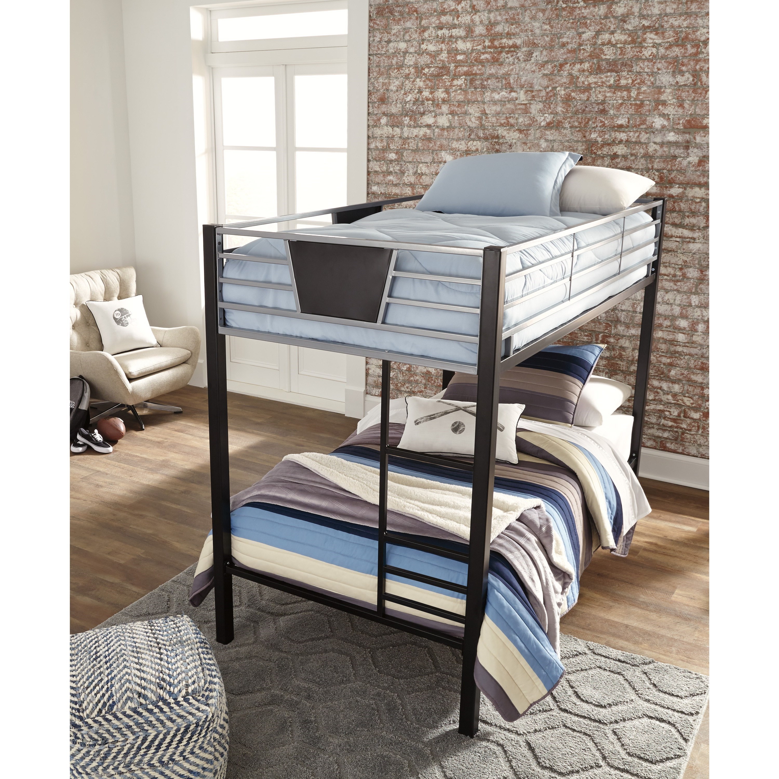 Ashley (Signature Design) Dinsmore Twin/Twin Metal Bunk Bed w/ Ladder
