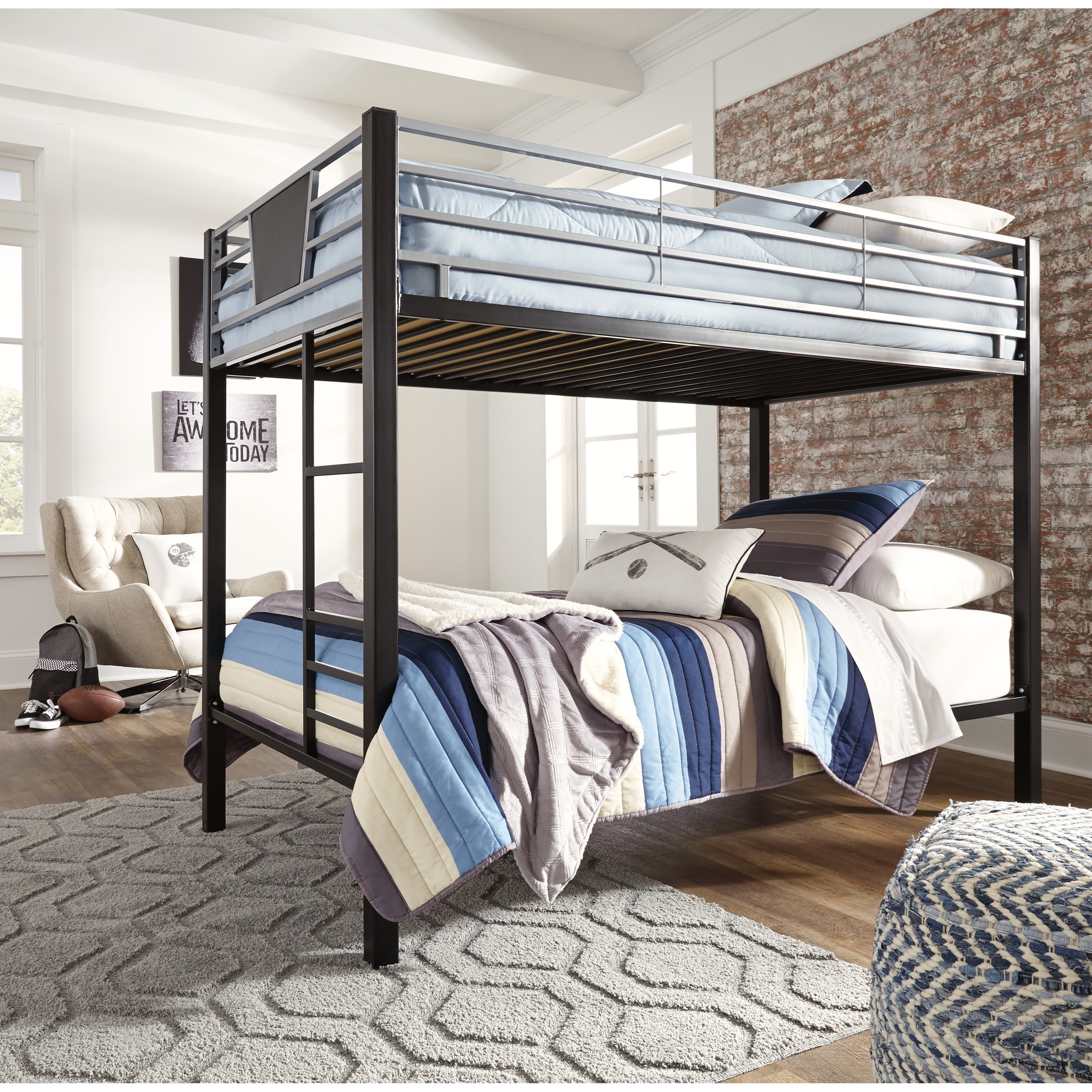 Signature Design by Ashley Dinsmore Twin/Twin Metal Bunk Bed w/ Ladder