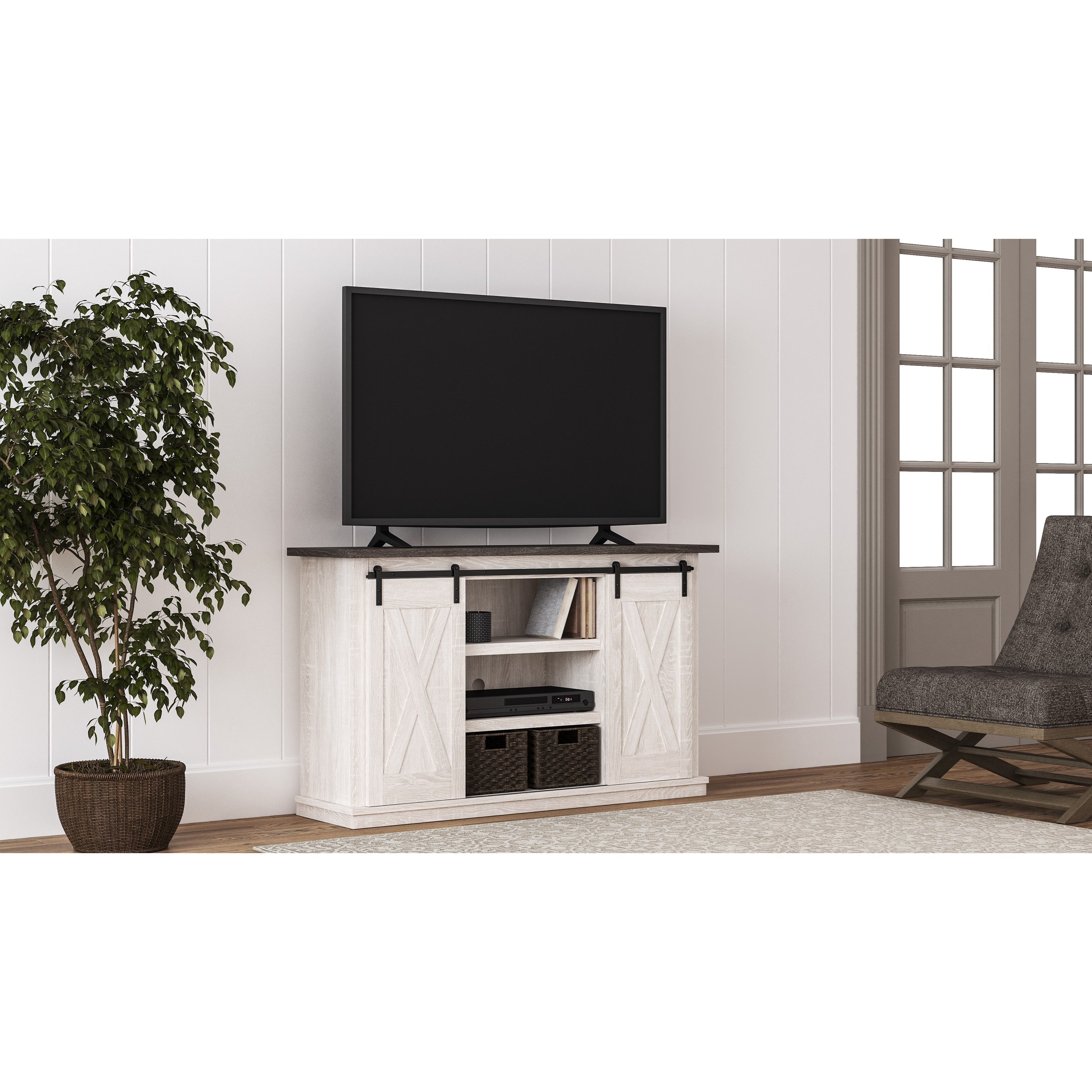 Signature Design by Ashley Dorrinson Farmhouse Medium TV Stand with