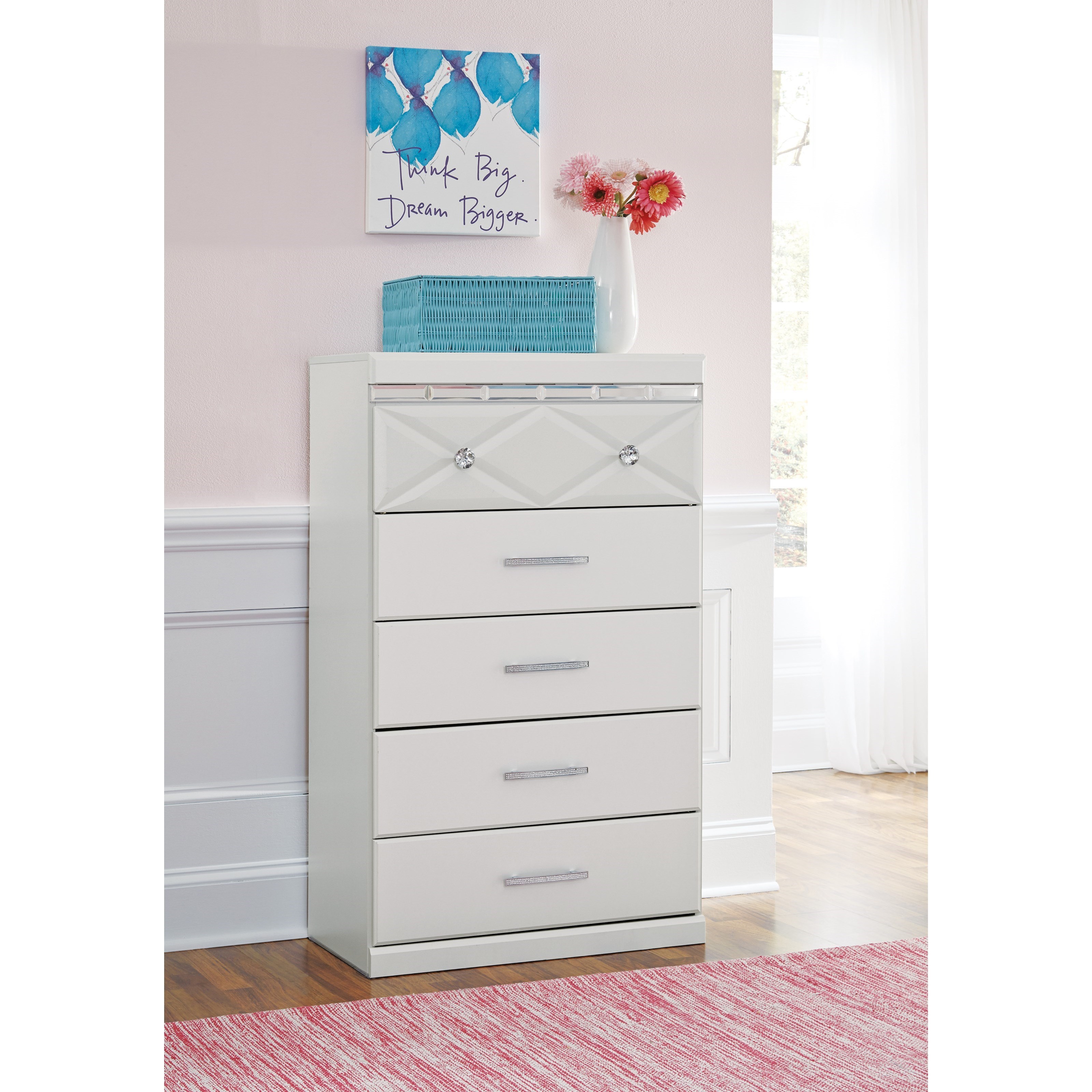 Ashley Signature Design Dreamur B35146 Five Drawer Chest with Faux