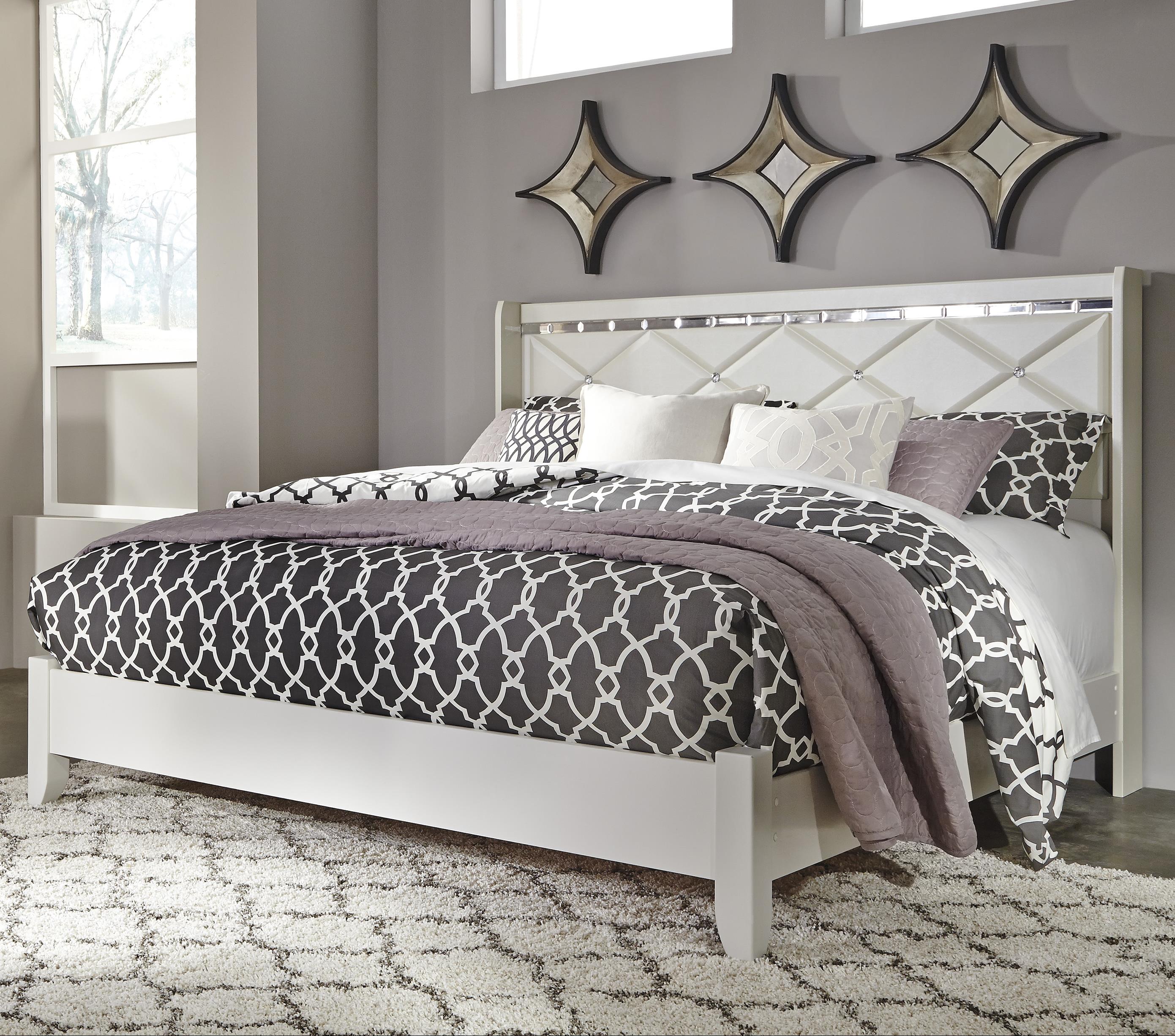 Signature Design by Ashley Dreamur King Panel Bed with Faux Crystals