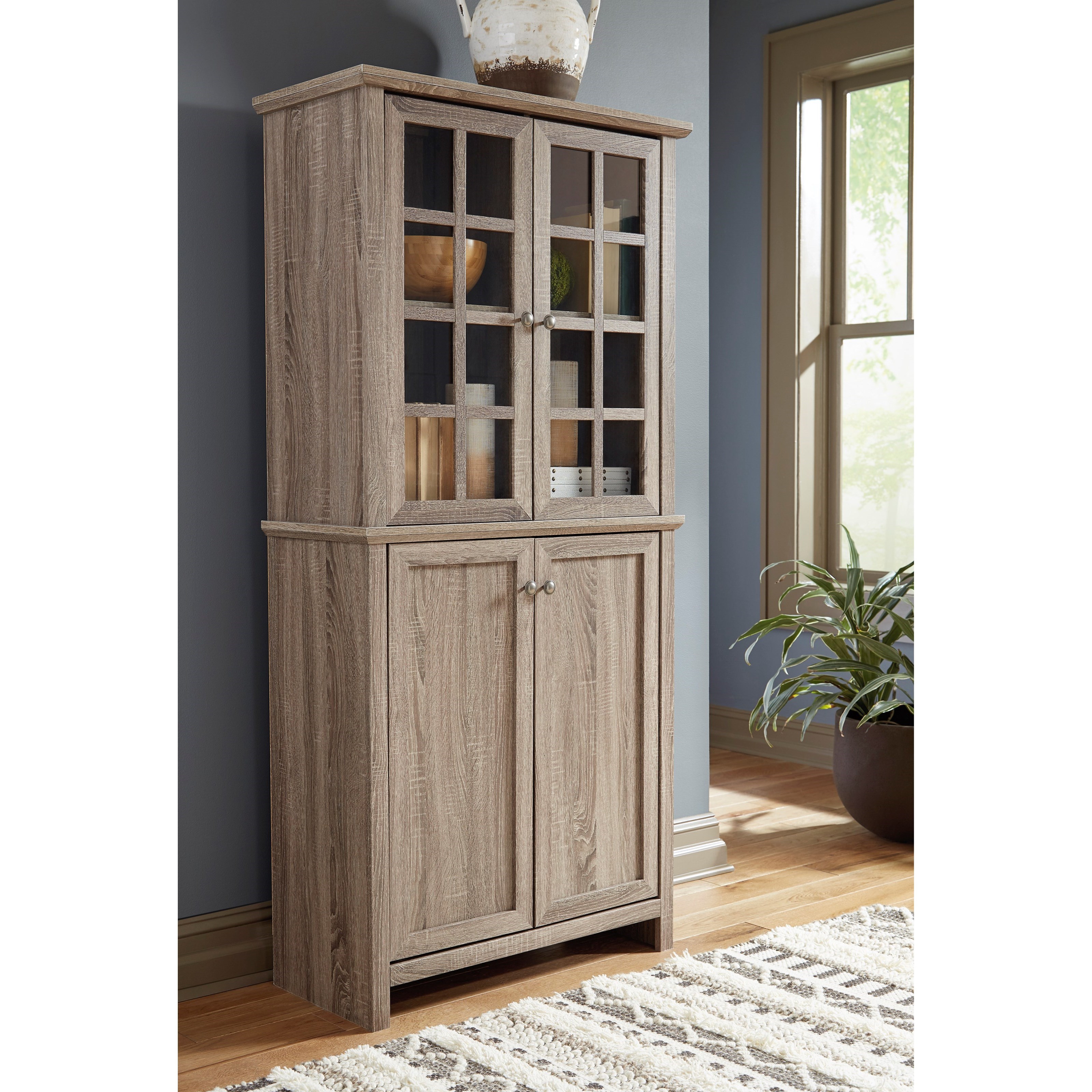Signature Design By Ashley Drewmore Tall Accent Cabinet With Glass 