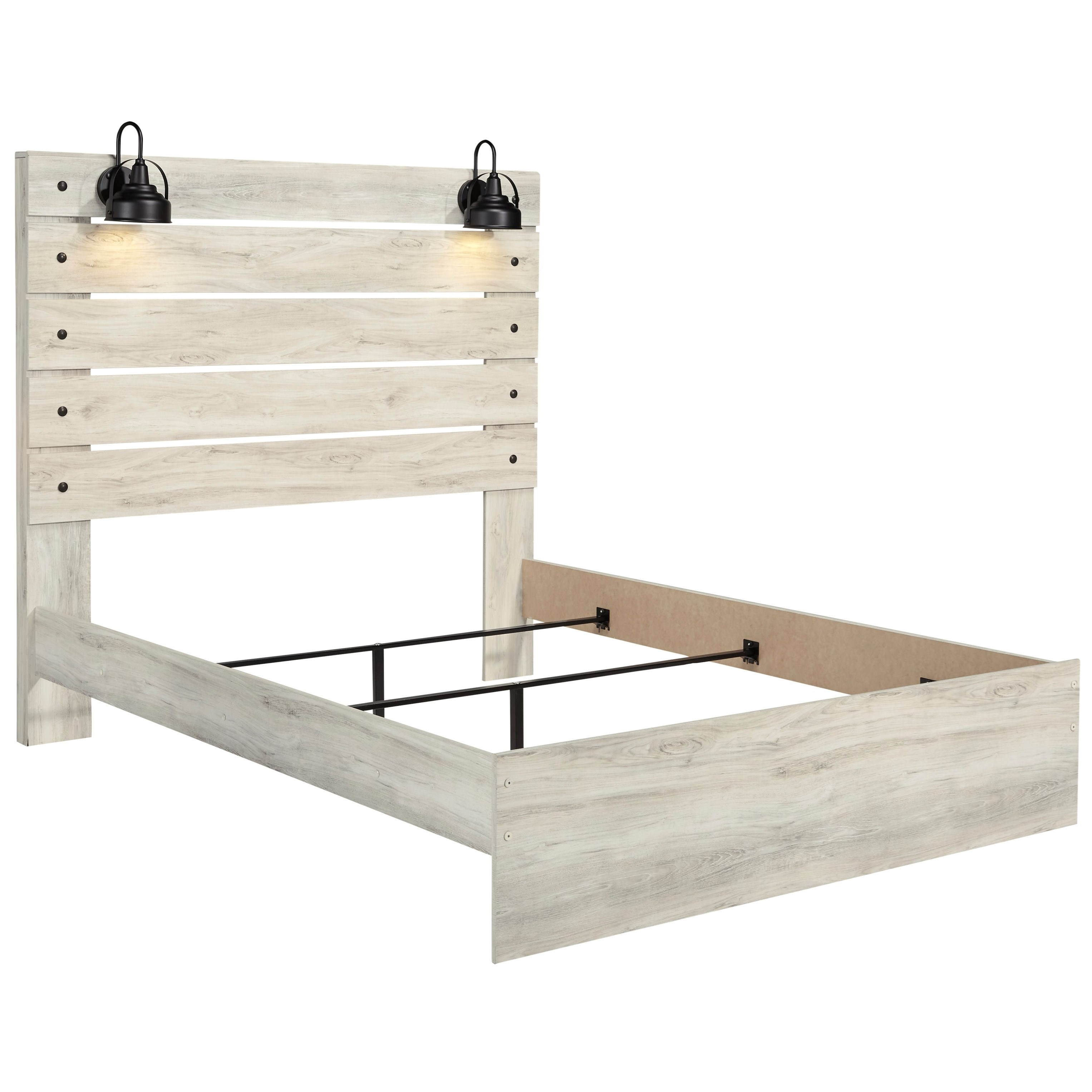 Signature Design by Ashley Cambeck Rustic Queen Panel Bed with Industrial Lights Royal