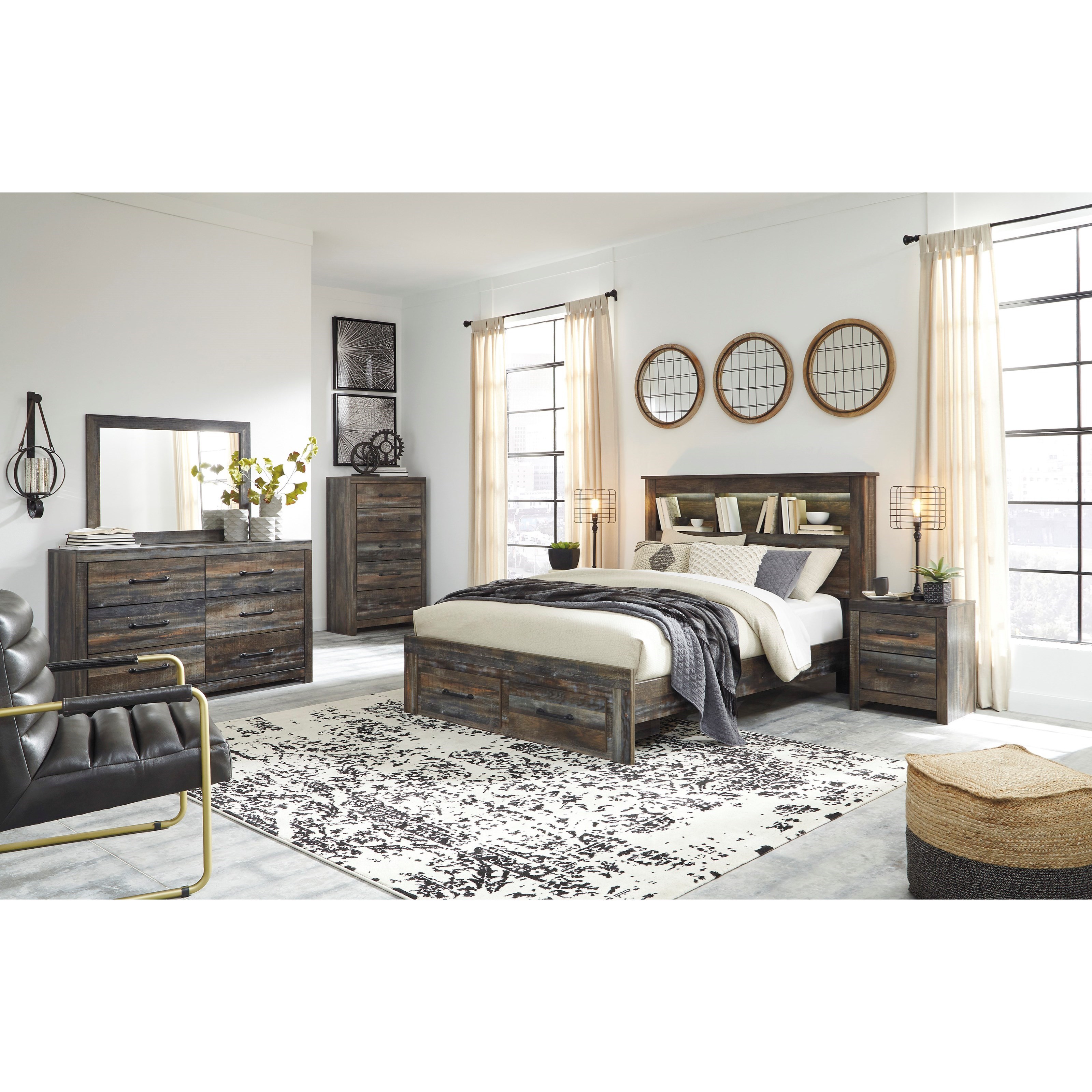 Signature Design by Ashley Drystan Rustic Queen Bookcase Bed with
