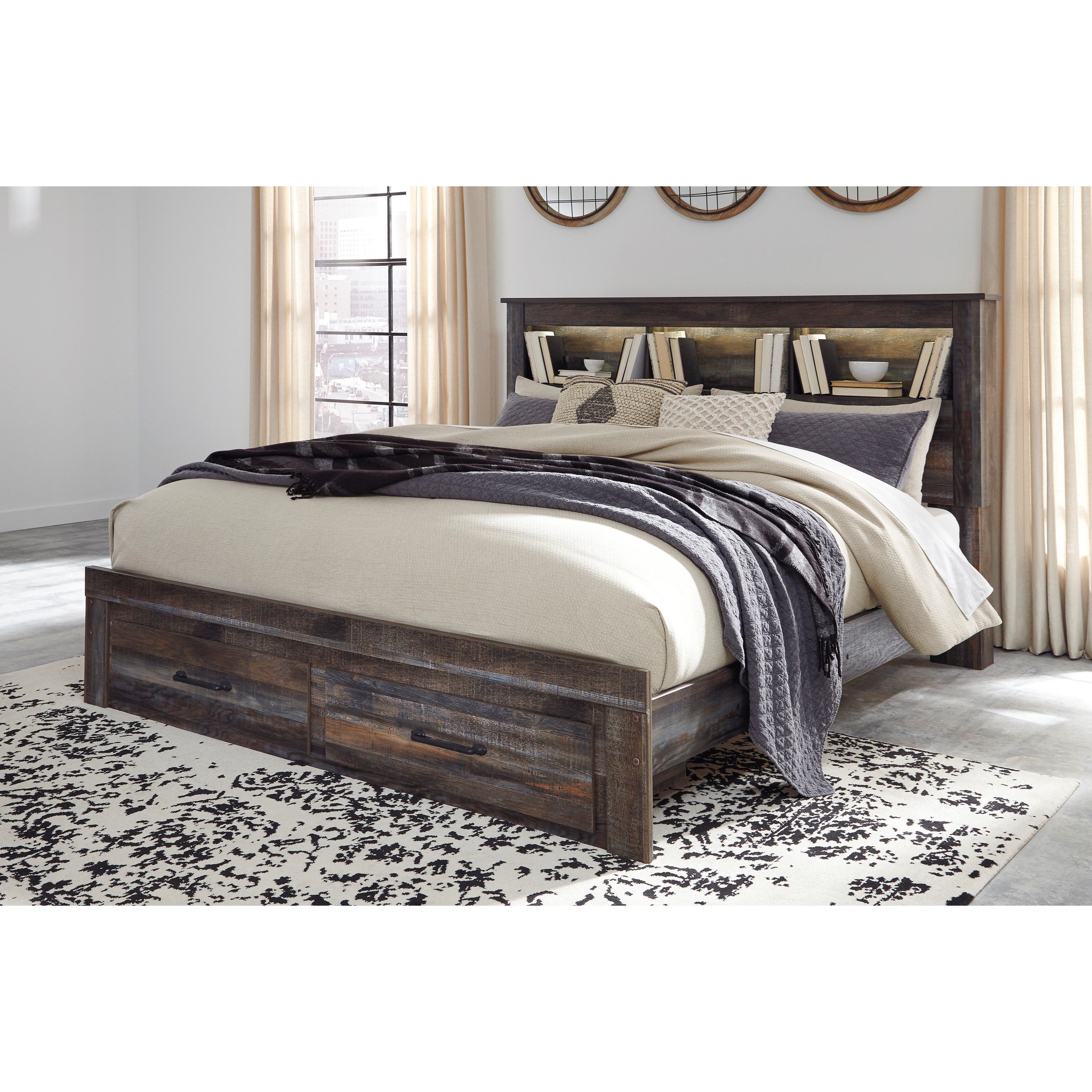 Signature Design by Ashley Drystan Rustic King Bookcase Bed with
