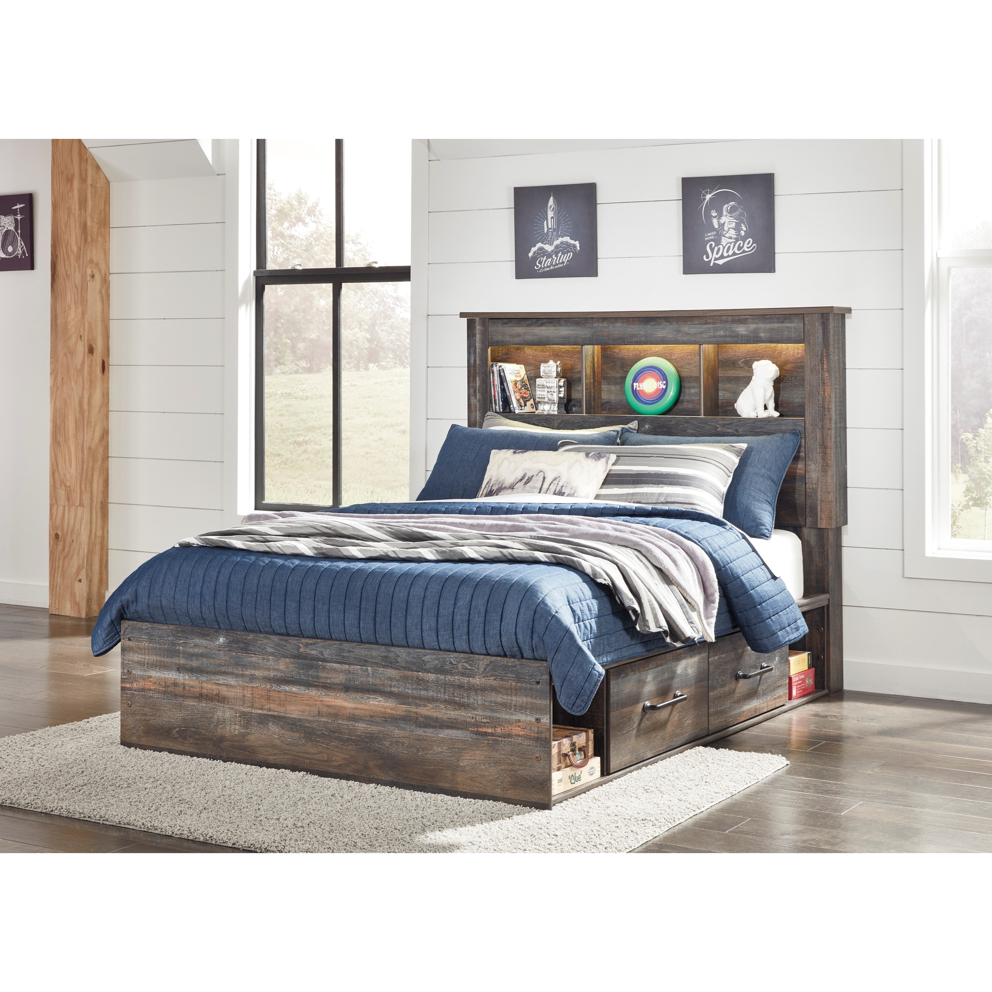Signature Design by Ashley Drystan Rustic Full Bookcase Bed with