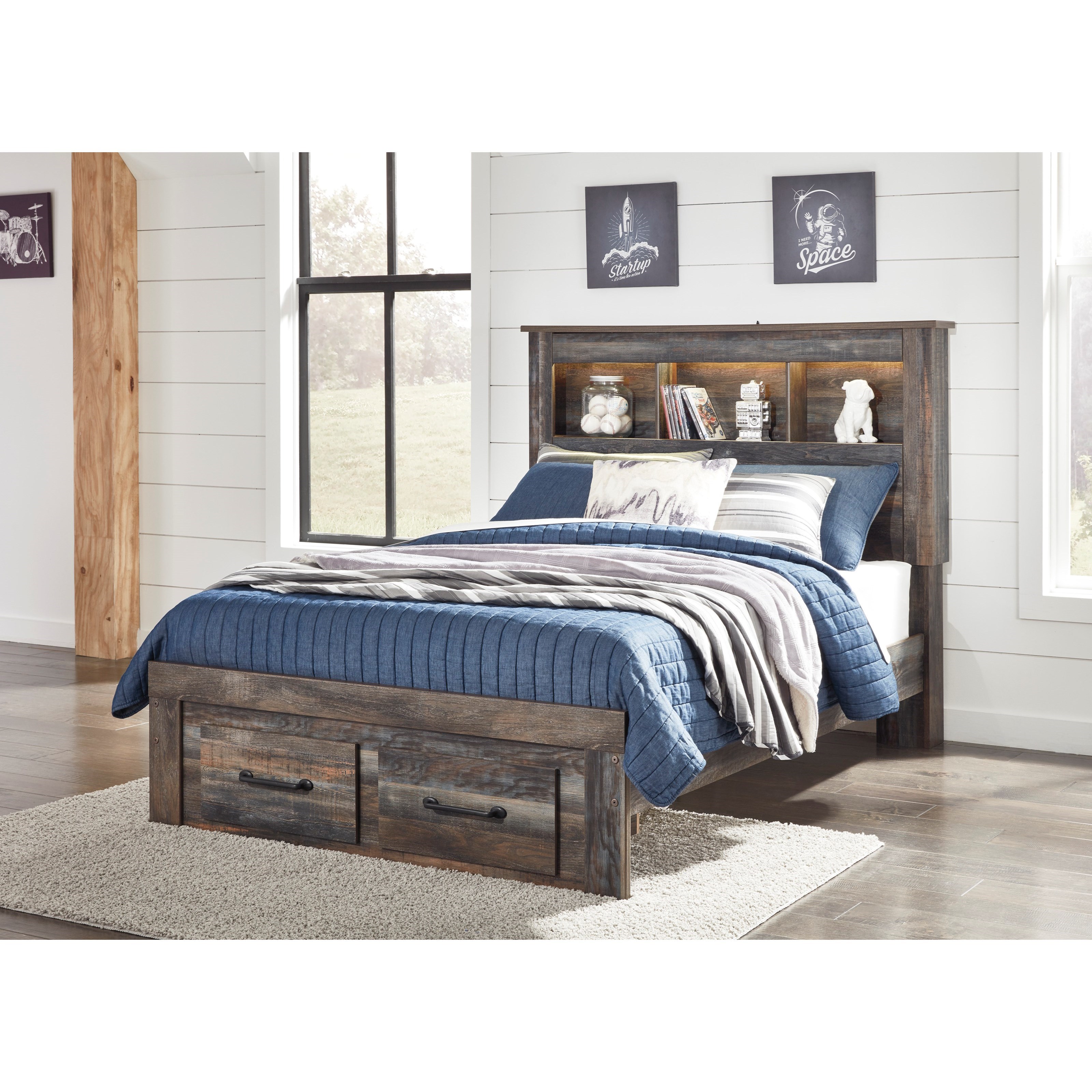 Signature Design by Ashley Drystan Rustic Full Bookcase Bed with