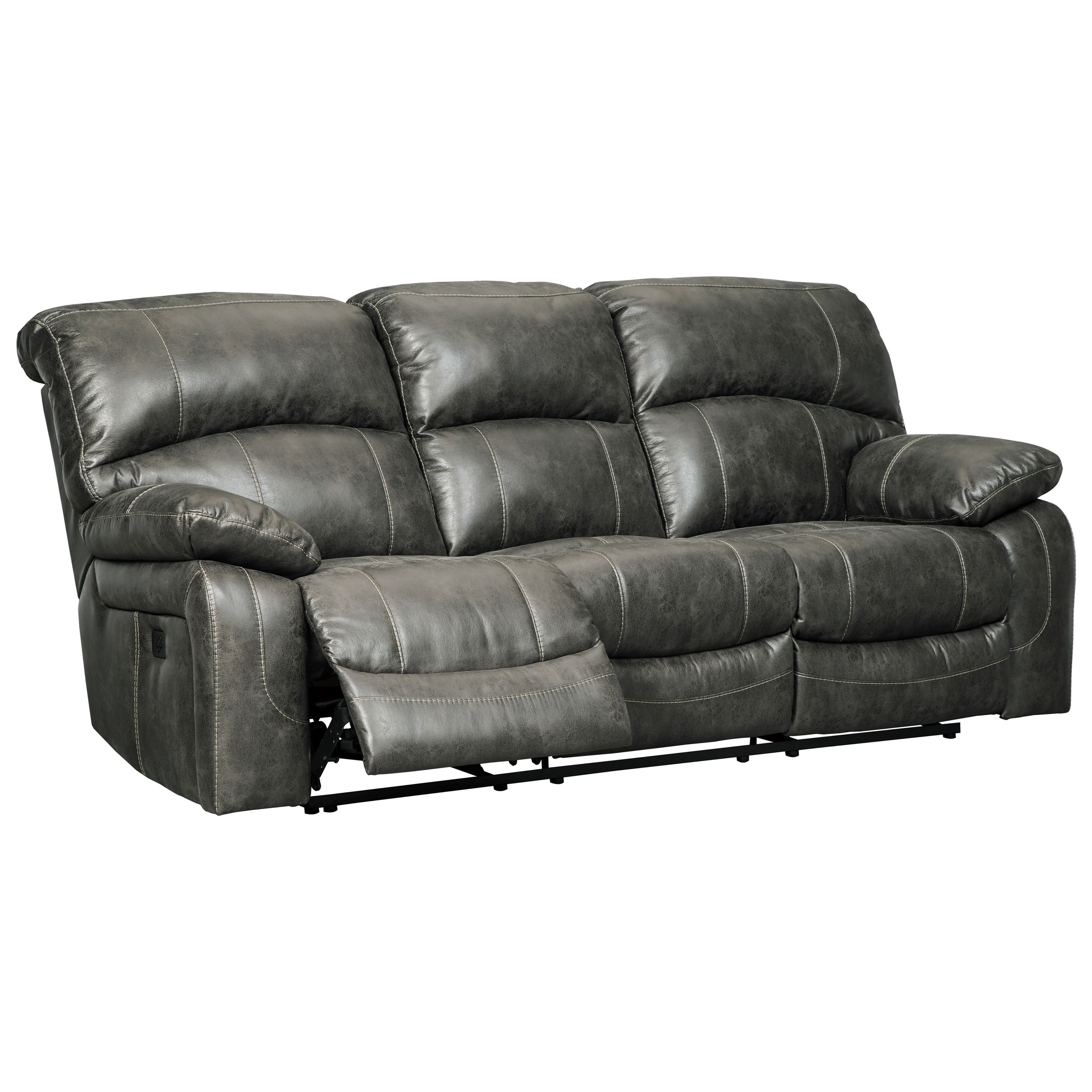 Signature Design by Ashley Dunwell Faux Leather Power Reclining Sofa w