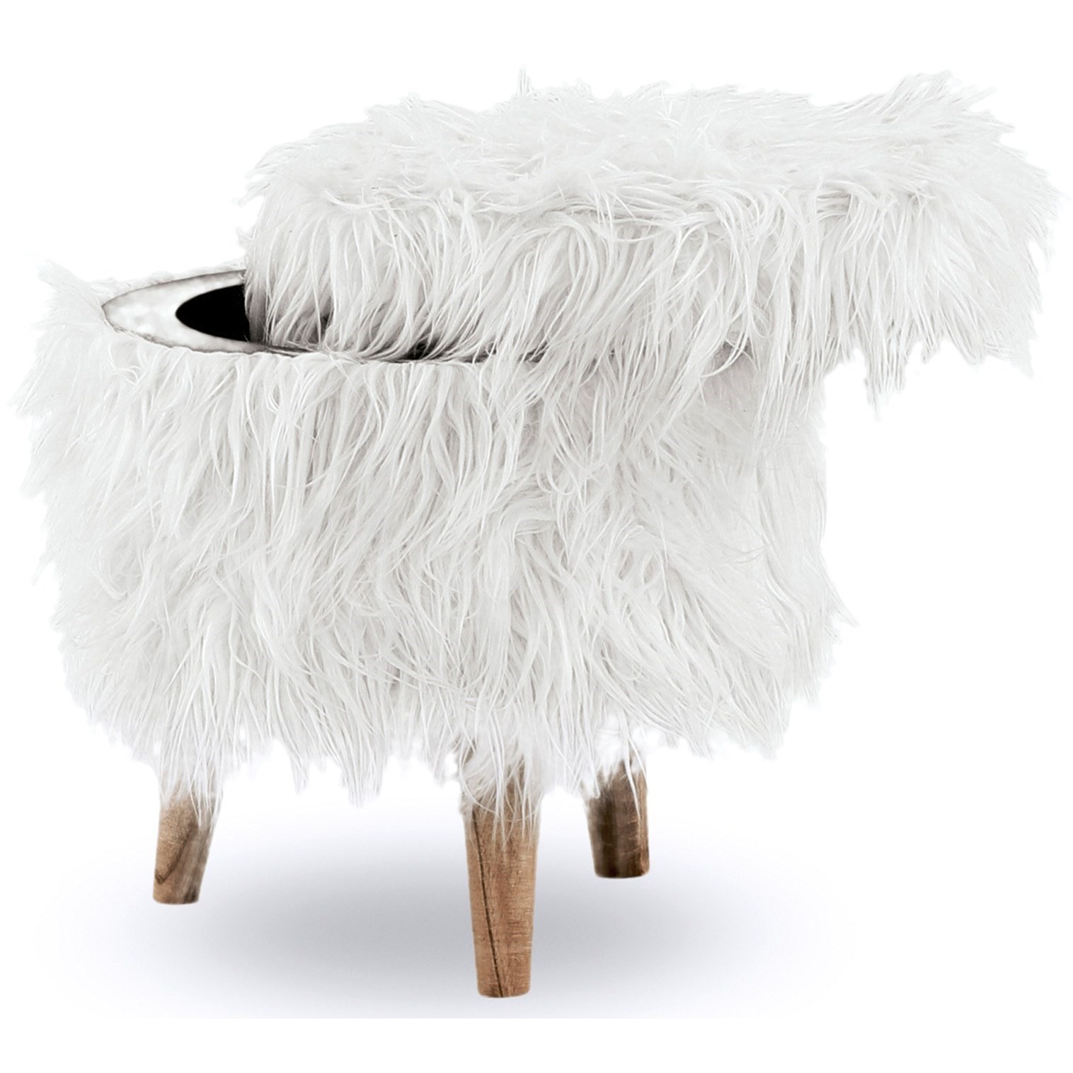Signature Design by Ashley Elson White Faux Fur Storage Ottoman with
