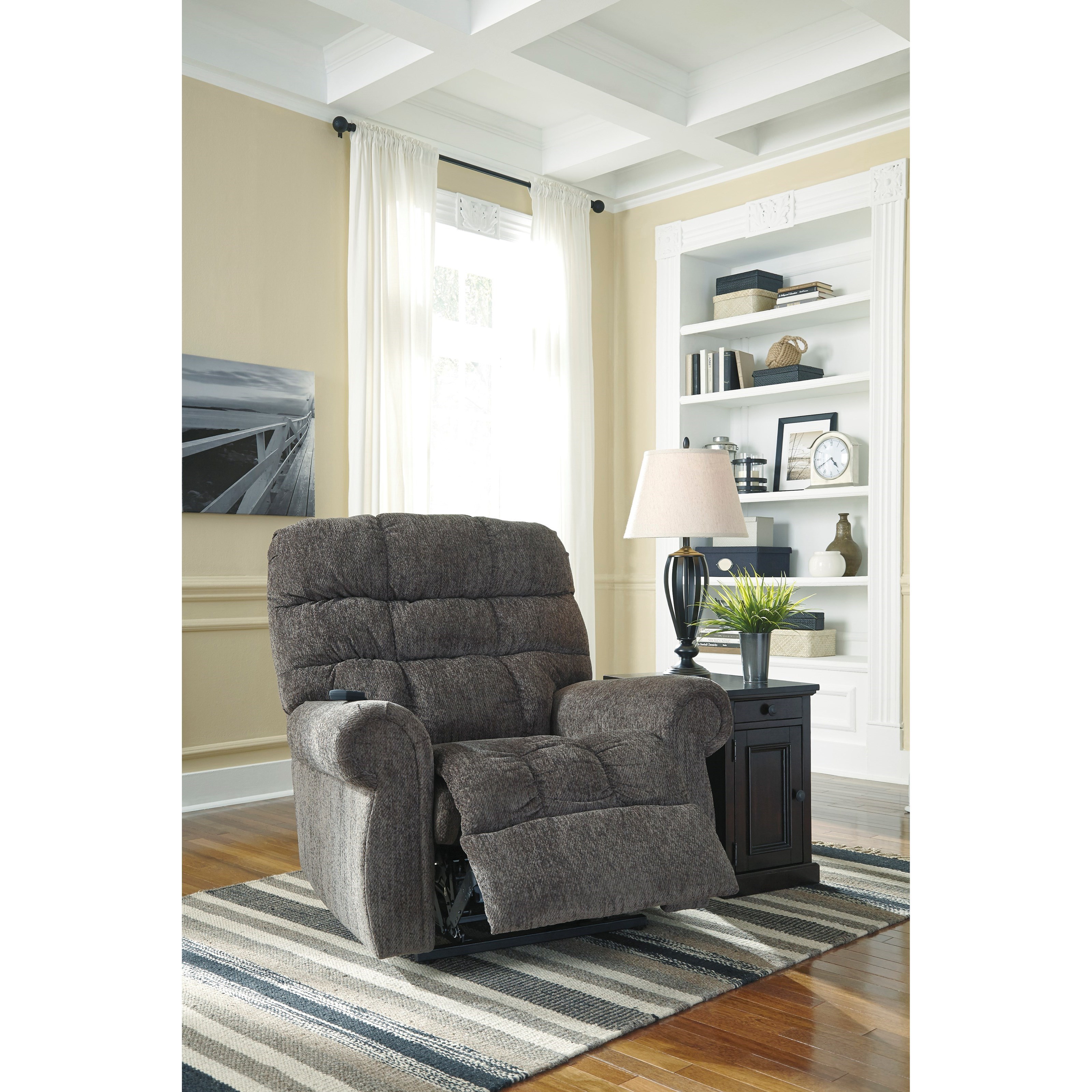 Signature Design by Ashley Ernestine Power Lift Recliner with Rolled