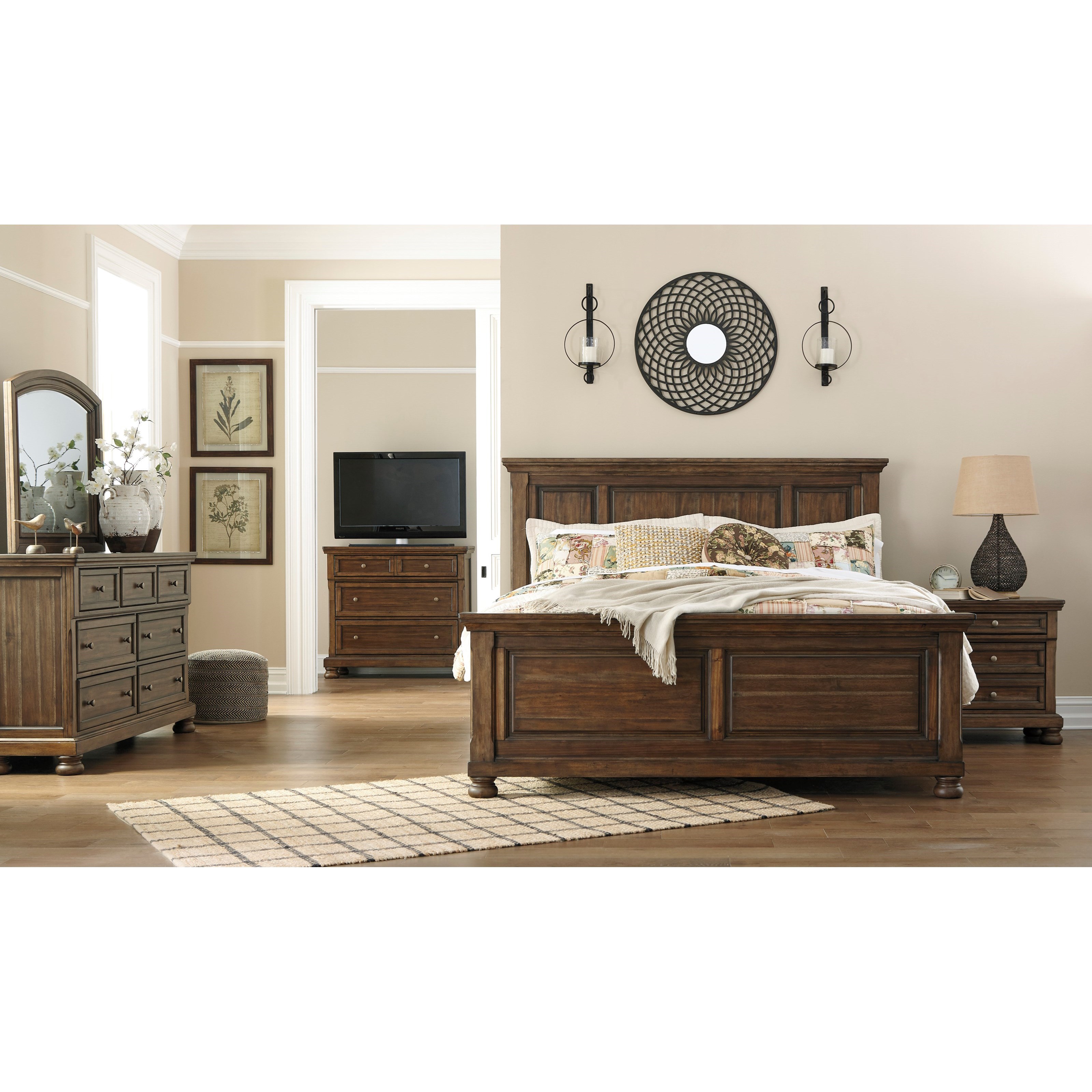 Signature Design by Ashley Flynnter Queen Panel Bed in Burnished Brown