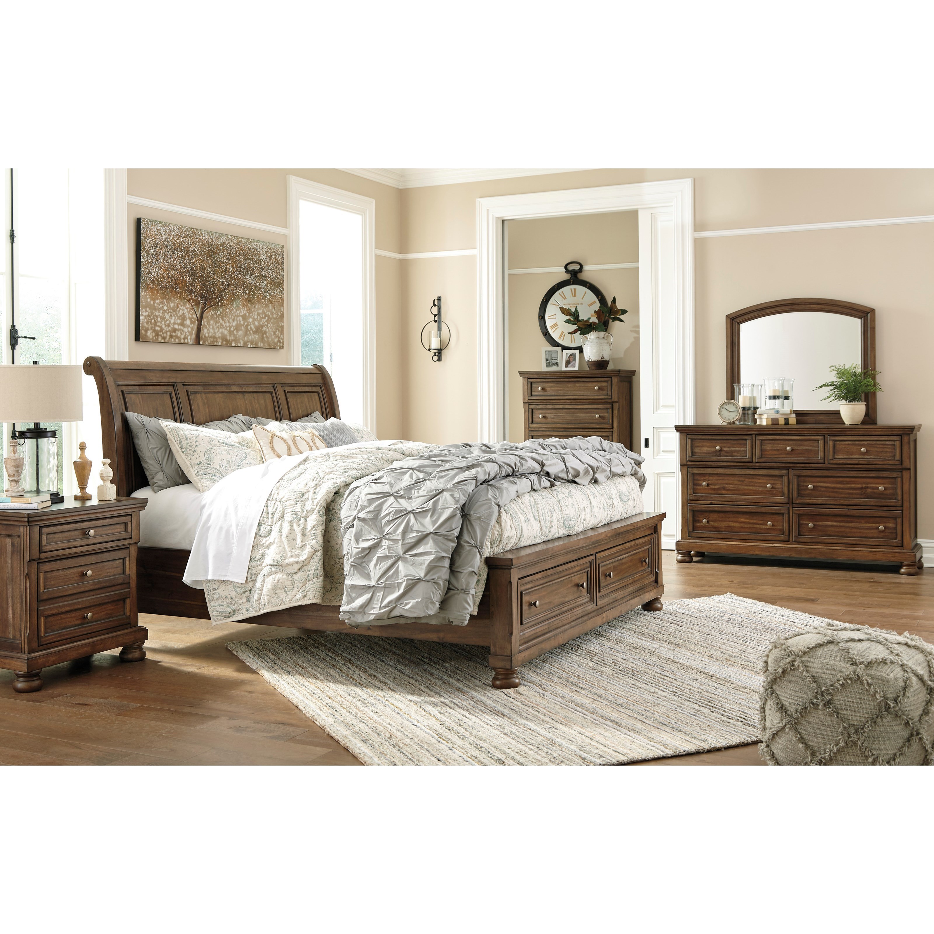 Signature Design by Ashley Flynnter King Sleigh Storage Bed in