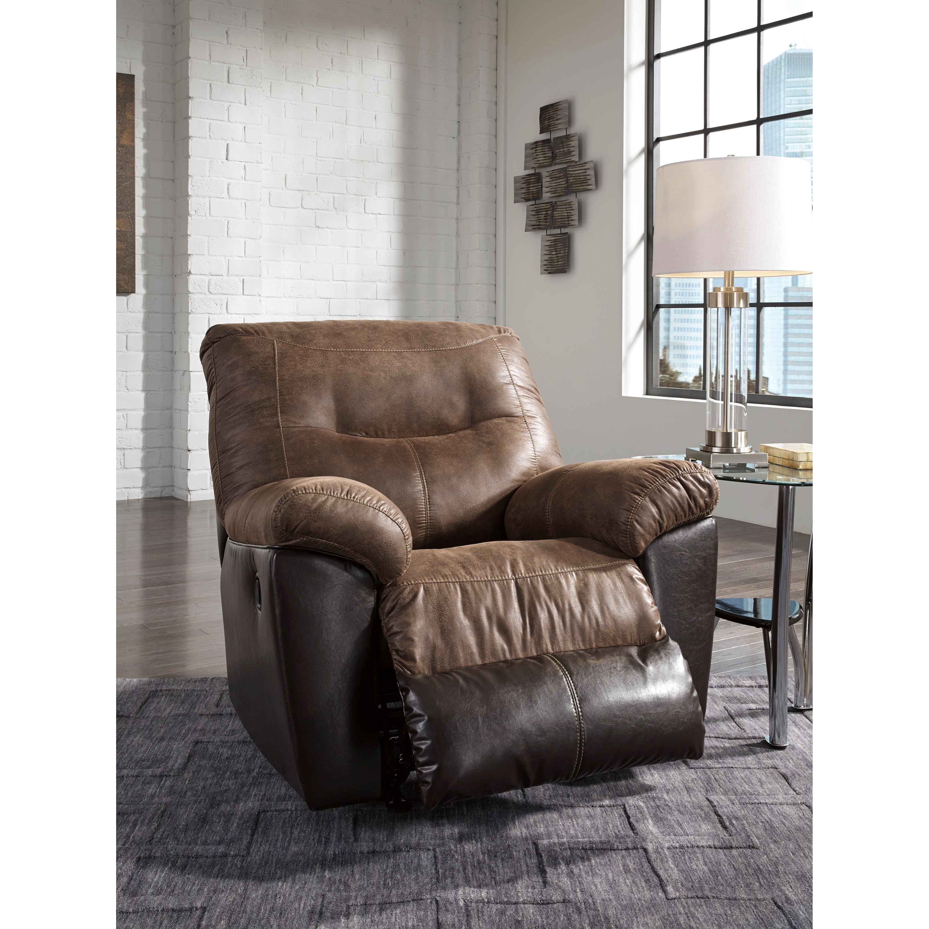 Ashley (Signature Design) Follett TwoTone Faux Leather Rocker Recliner