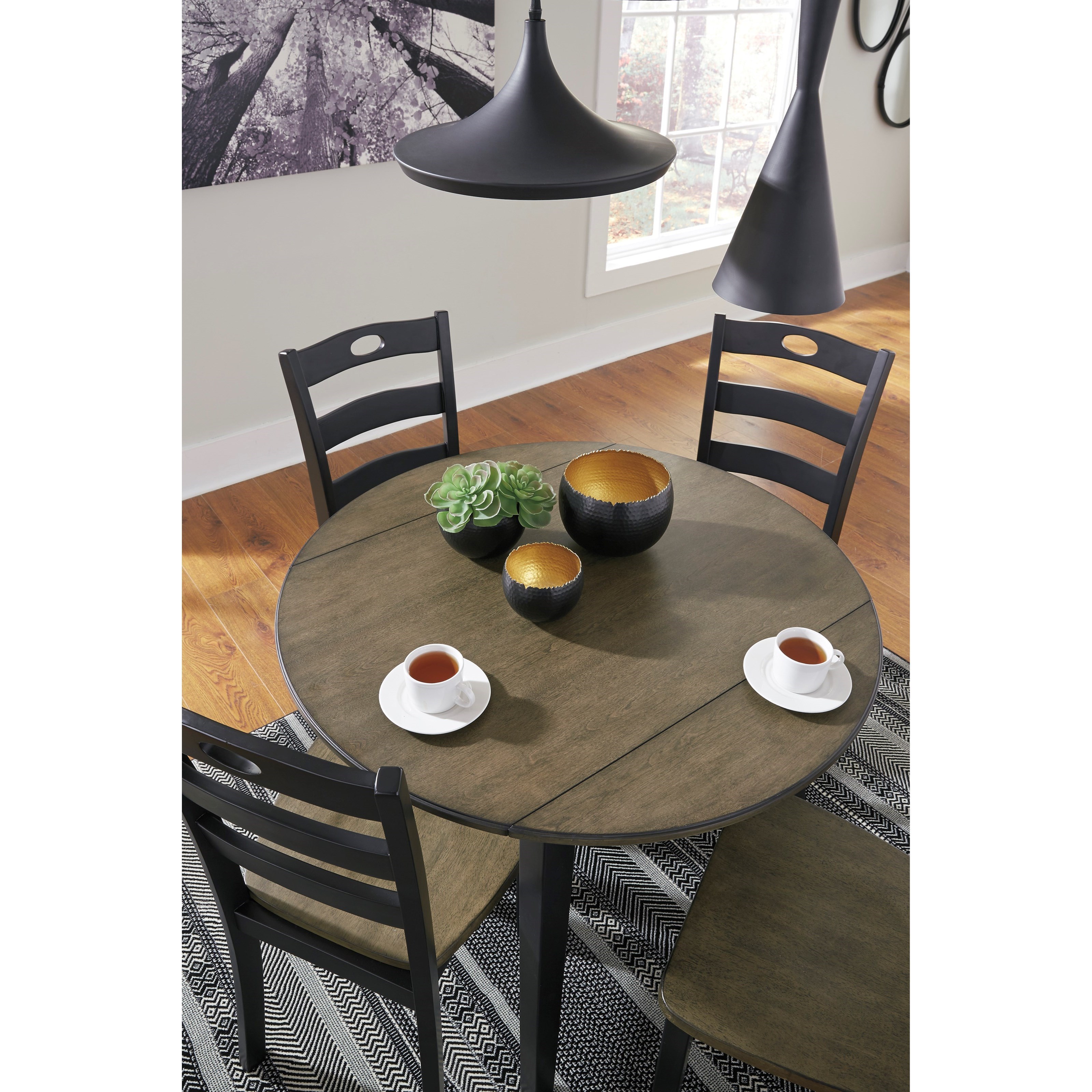 Signature Design by Ashley Froshburg D33815 TwoTone Finish Round Drop Leaf Table Household