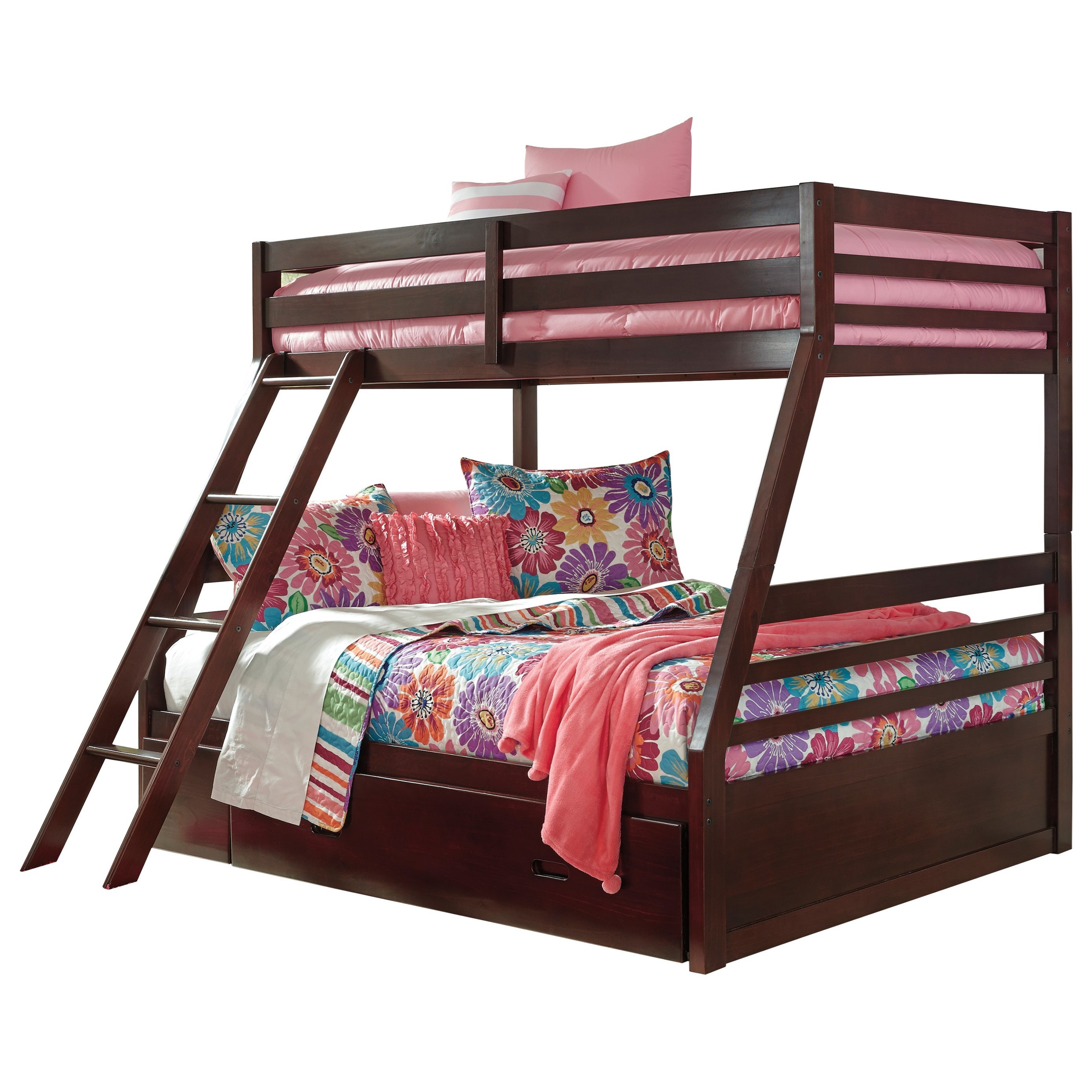 Ashley Signature Design Halanton Solid Pine Twin/Full Bunk Bed w/ Under