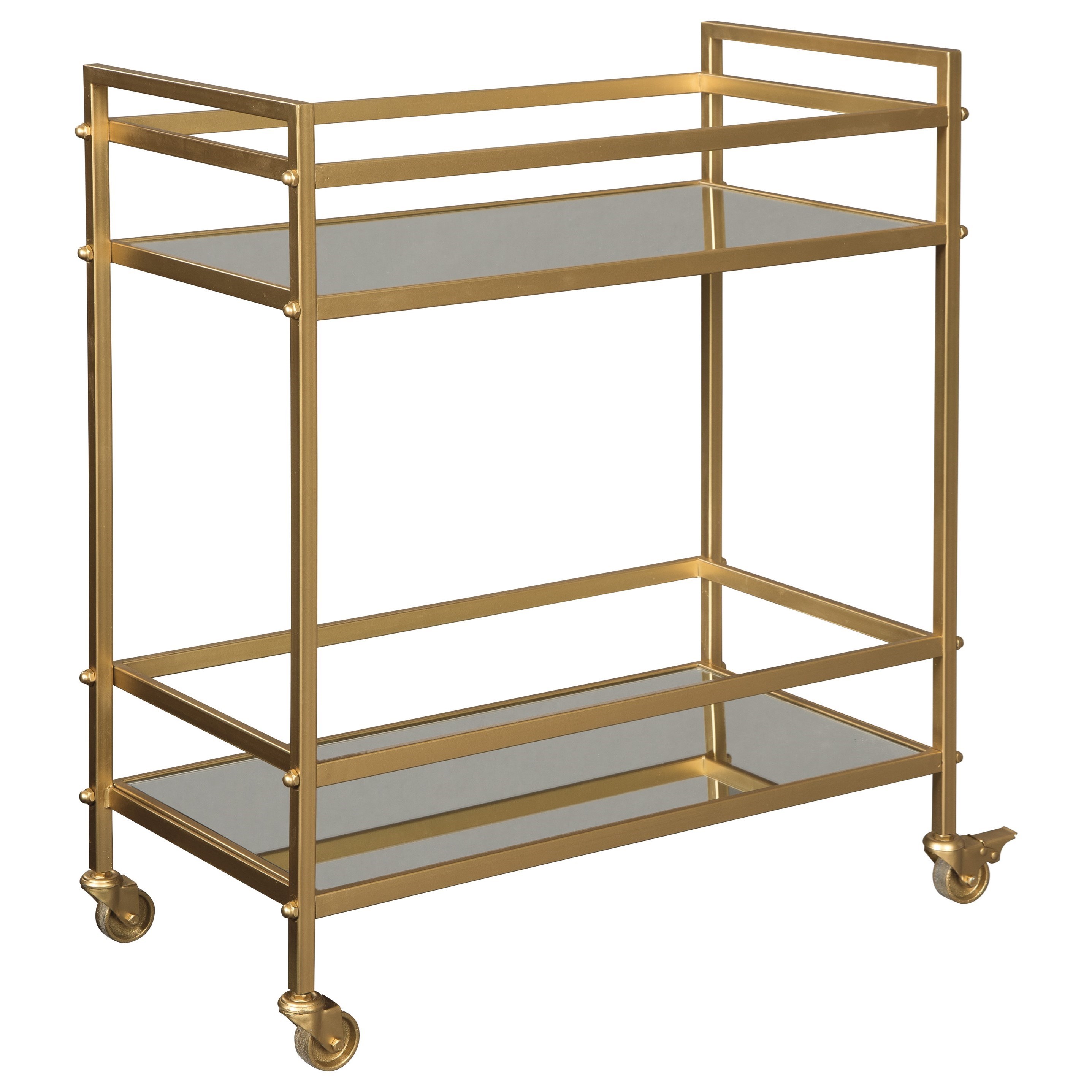 Signature Design by Ashley Kailman Gold Bar Cart with Mirrored Shelves