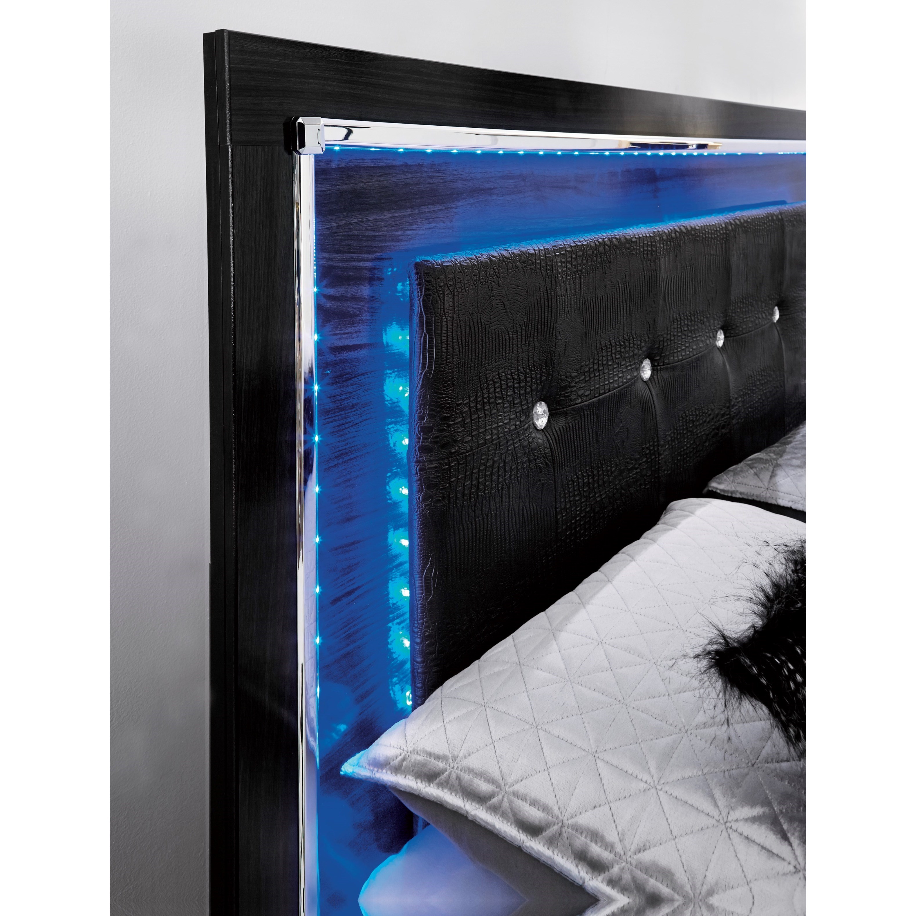 Signature Design by Ashley Kaydell Glam Queen Upholstered Bed with LED