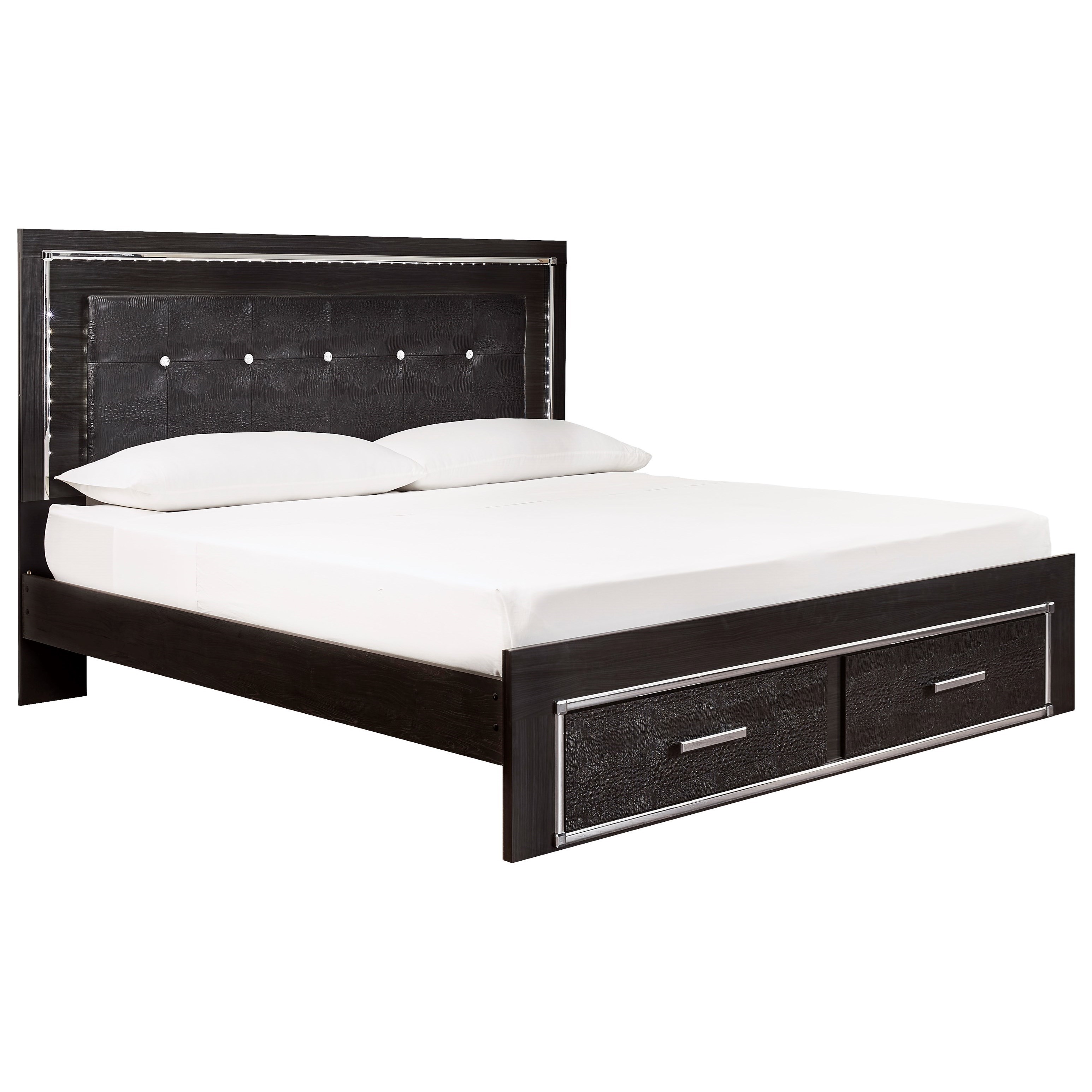 Signature Design by Ashley Kaydell Glam King Upholstered Storage Bed