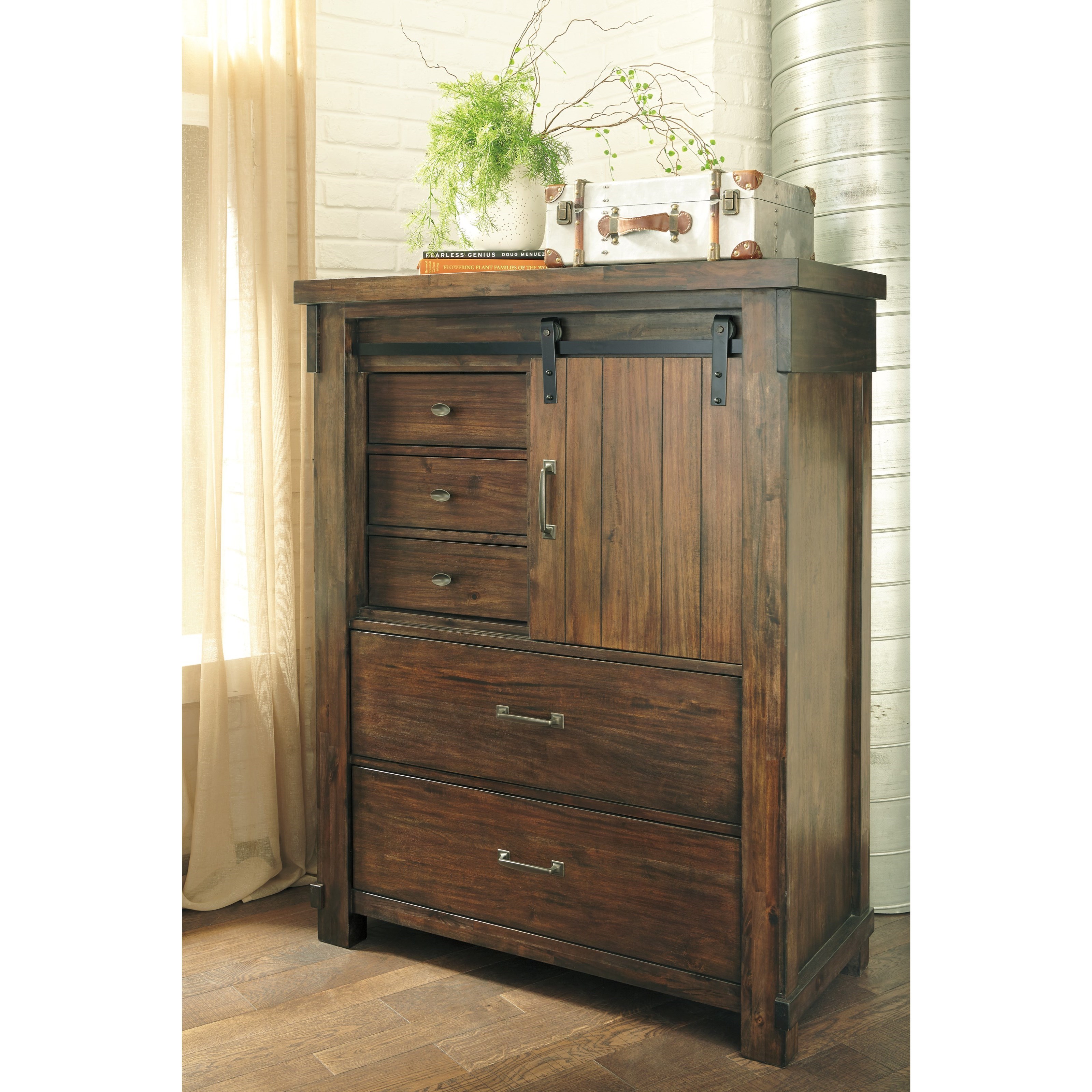 Signature Design by Ashley Lakeleigh Five Drawer Chest with Barn Door