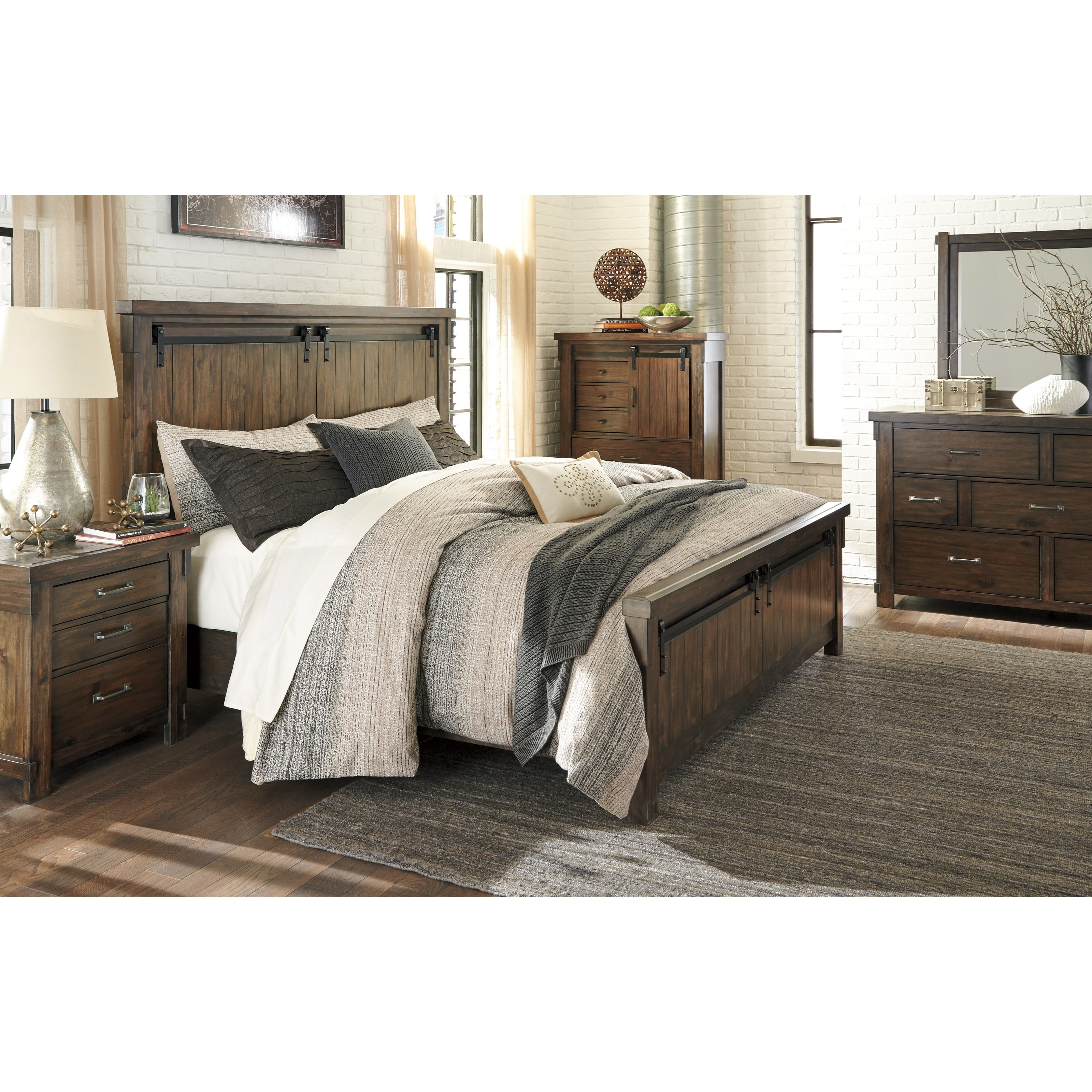 Lakeleigh Queen Panel Bed with Barn Door Style Hardware Van Hill