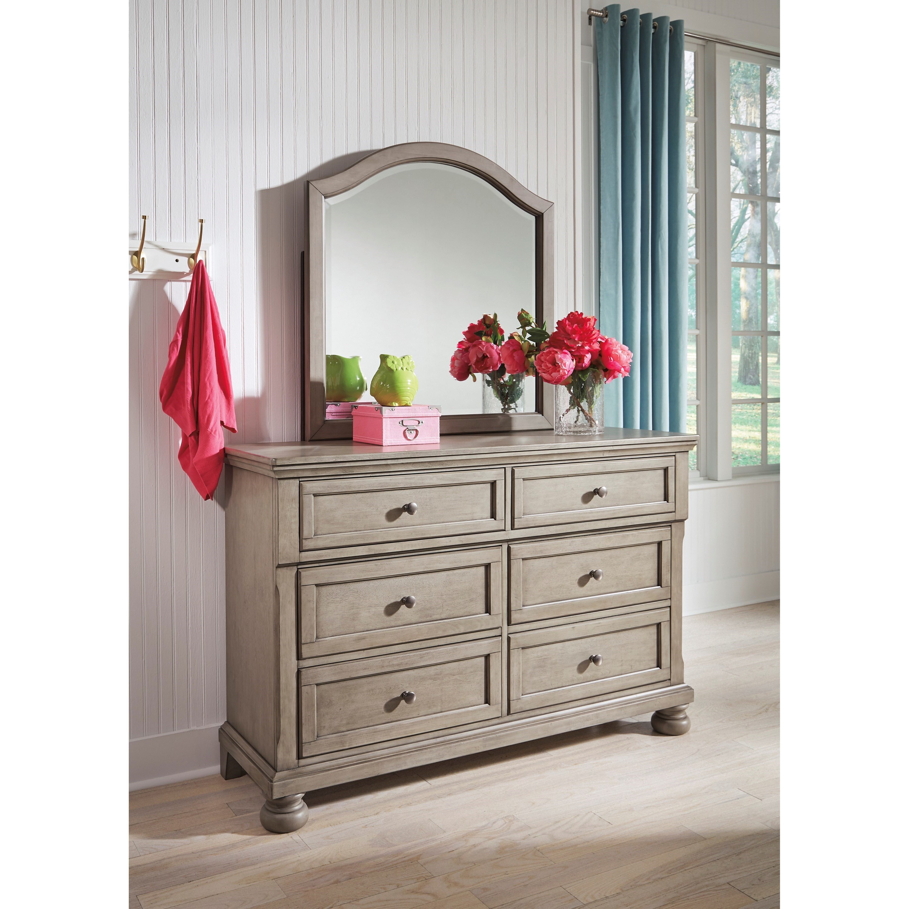 Signature Design by Ashley Lettner 6Drawer Dresser & Bedroom Mirror Sheely's Furniture