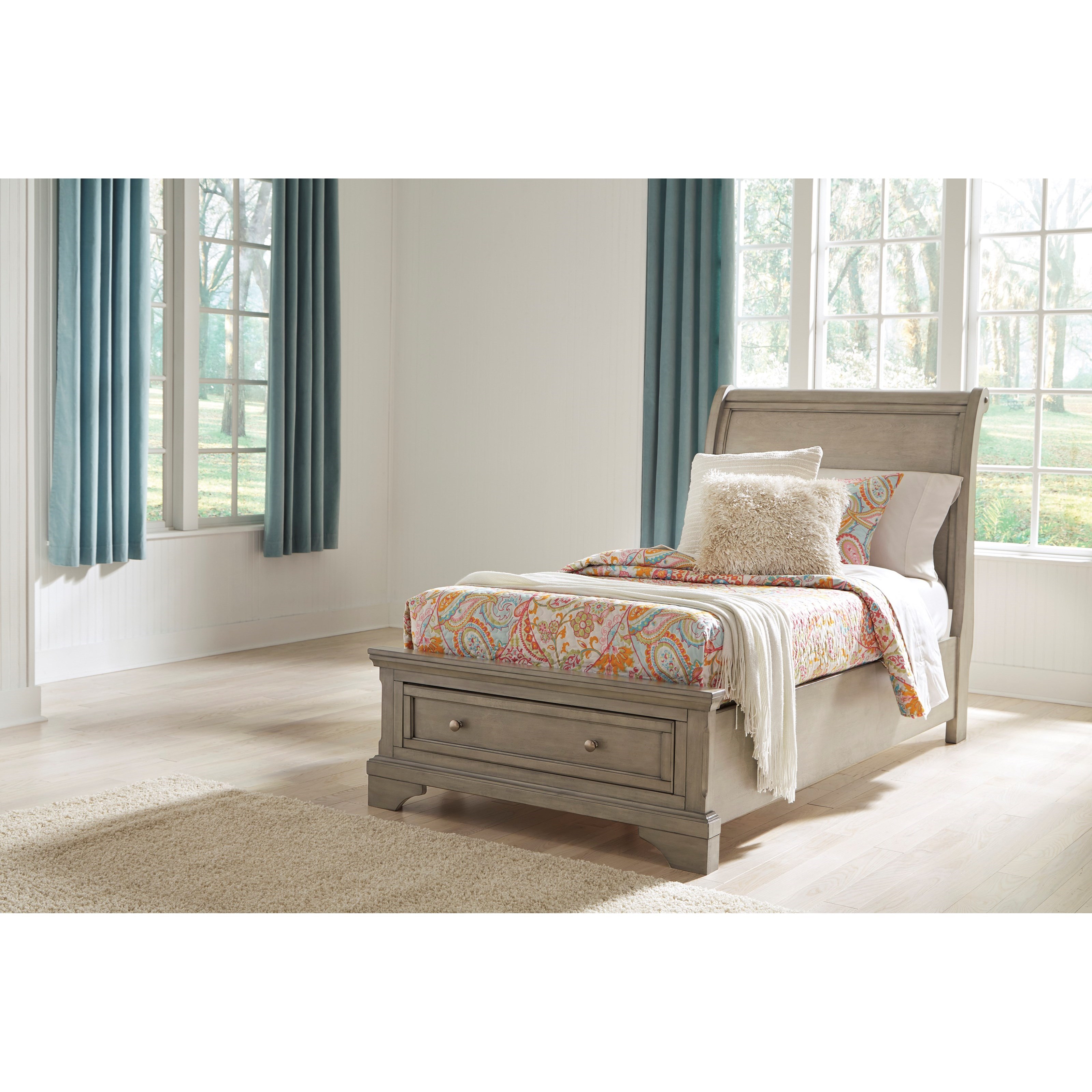 Signature Design by Ashley Lettner Twin Sleigh Storage Bed Royal