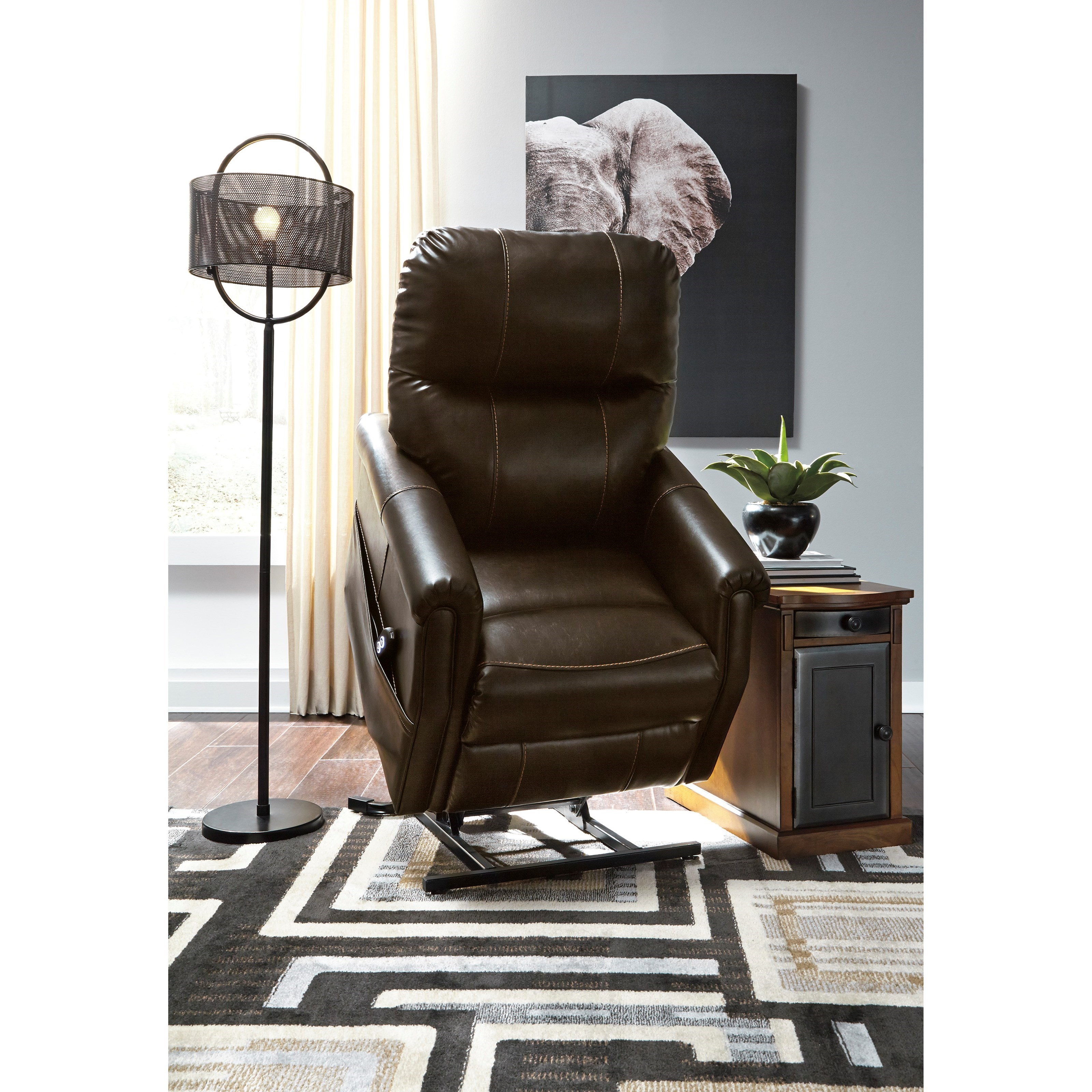 Signature Design by Ashley Markridge Transitional Power Lift Recliner with USB Port Royal